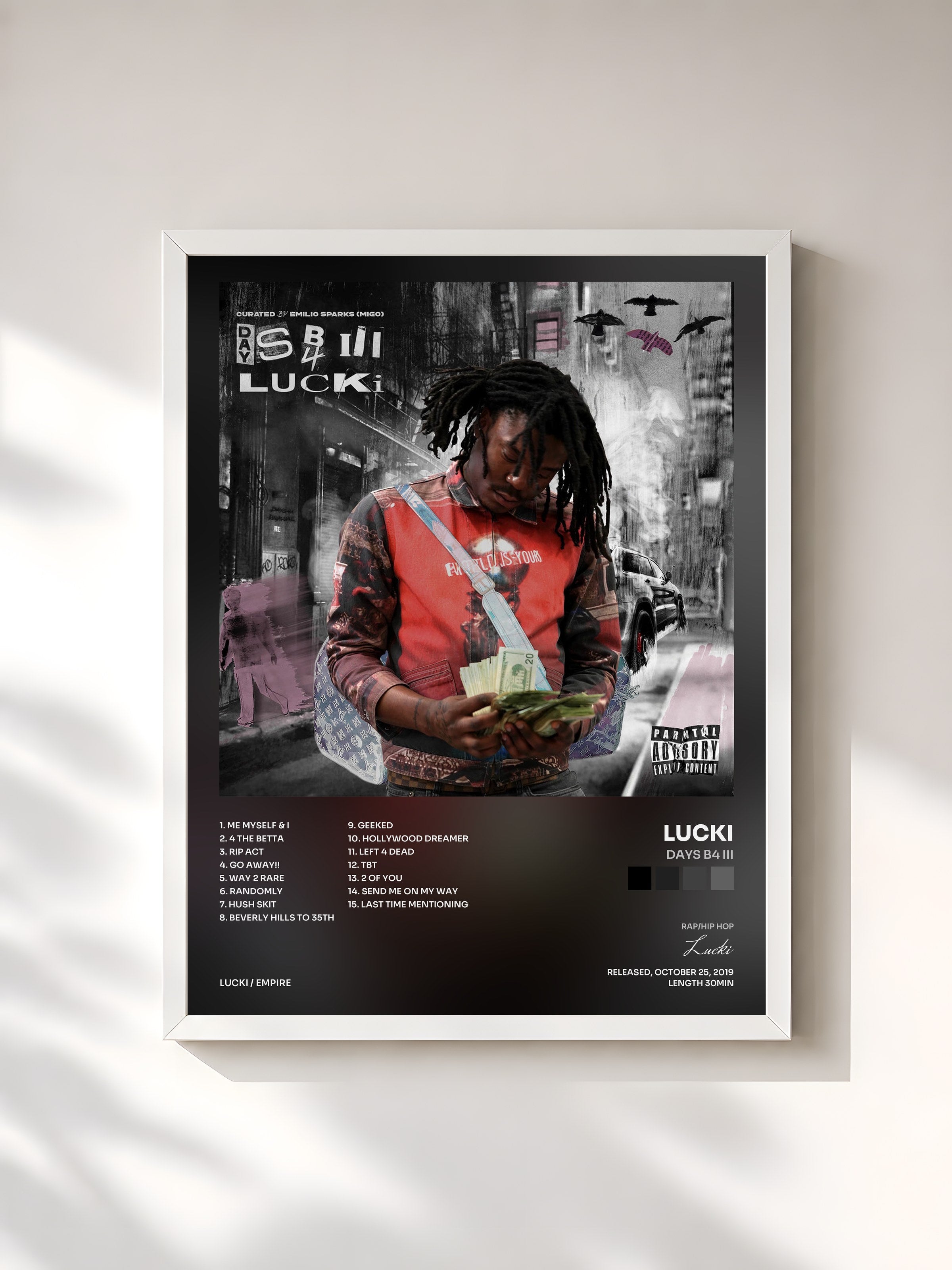 #blanc Tableau de l'album Days B4 III de Lucki, cadre blanc, imprimé et encadré en France