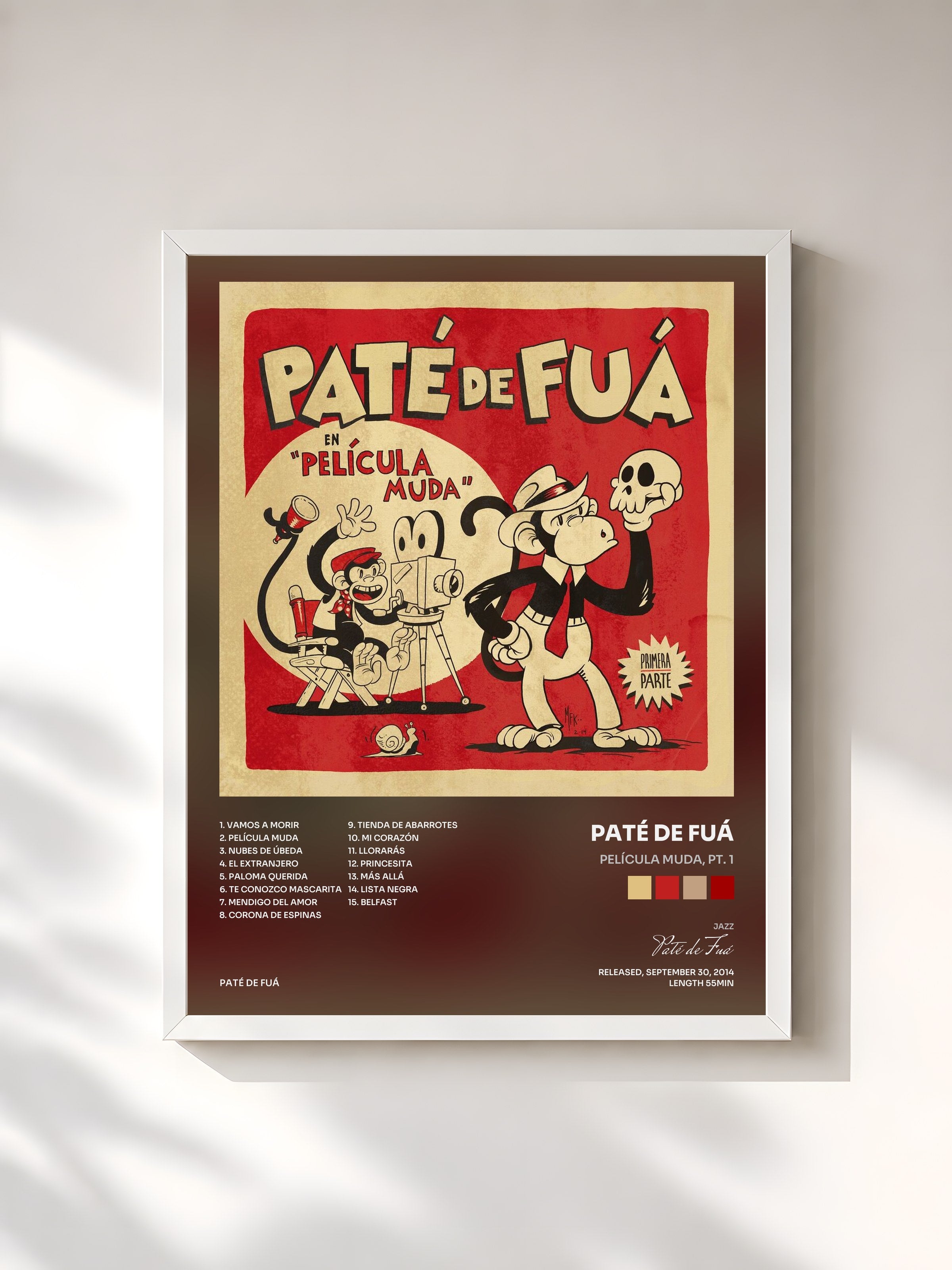 #blanc Tableau de l'album Película Muda, Pt. 1 de Paté de Fuá, cadre blanc, imprimé et encadré en France