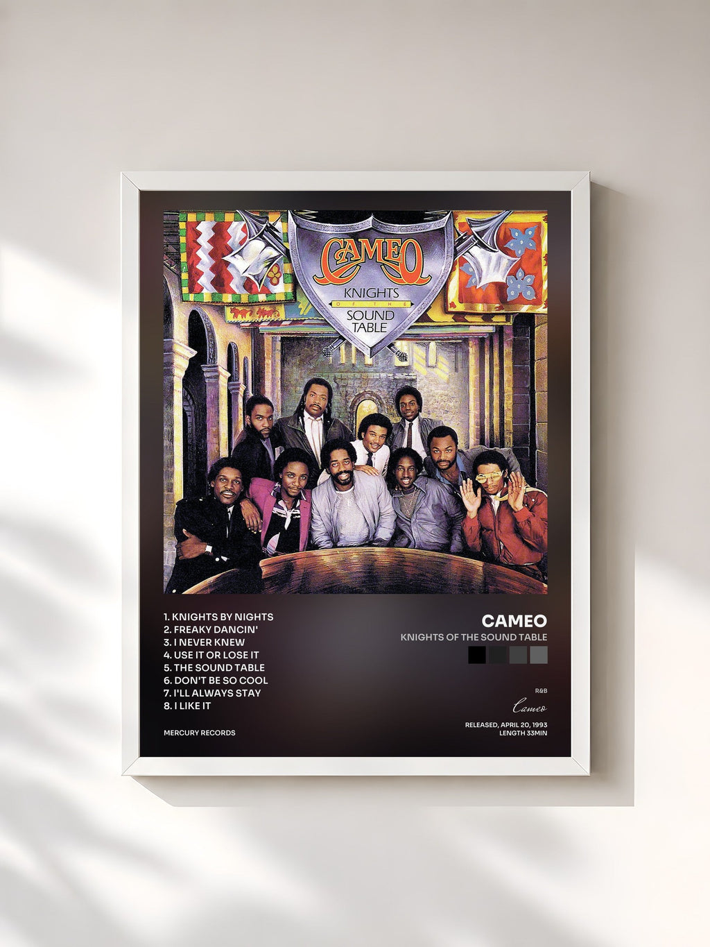#blanc Knights Of The Sound Table by Cameo as a framed art print, white frame, printed and framed in France
