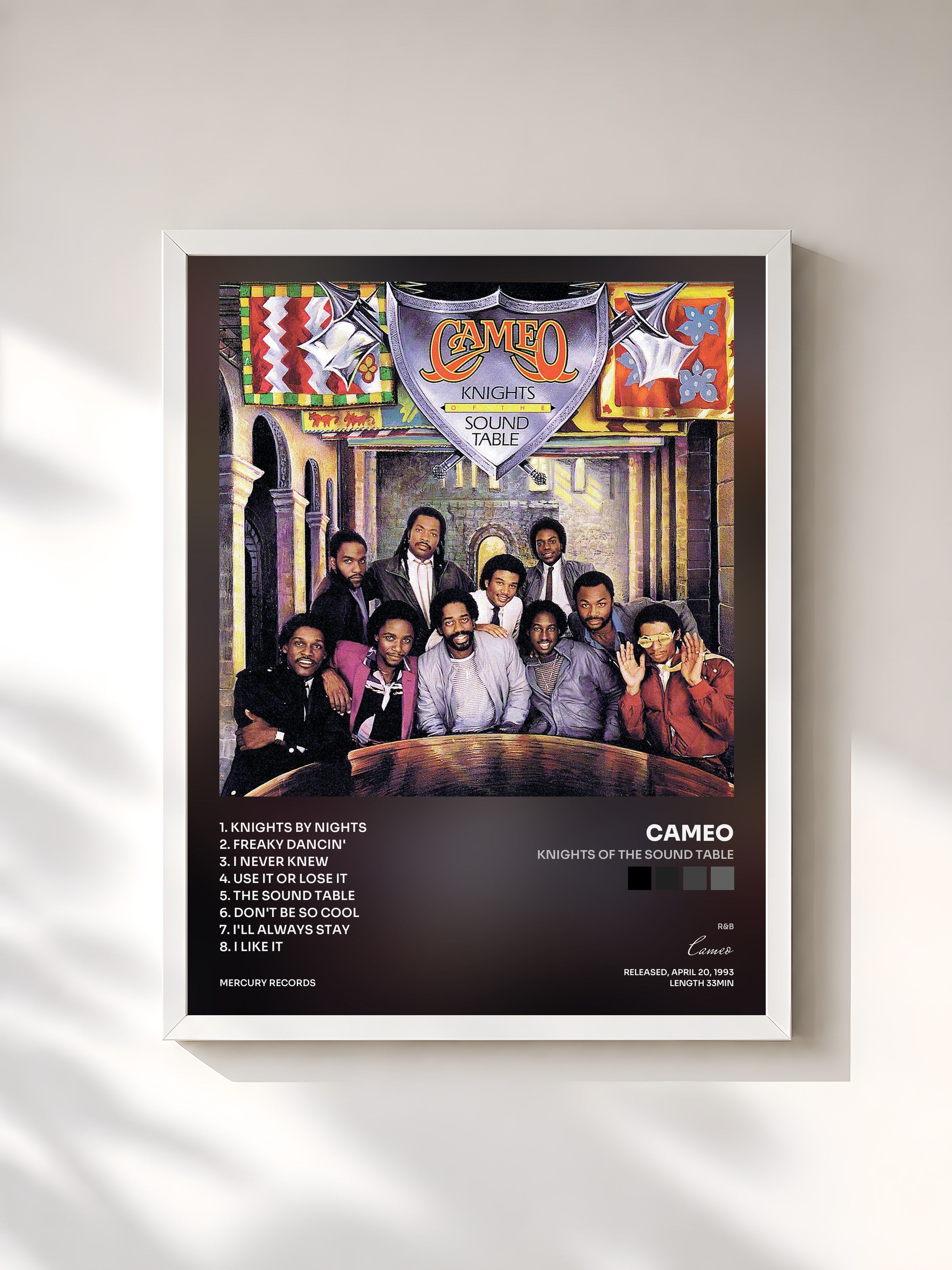 #blanc Tableau de l'album Knights Of The Sound Table de Cameo, cadre blanc, imprimé et encadré en France