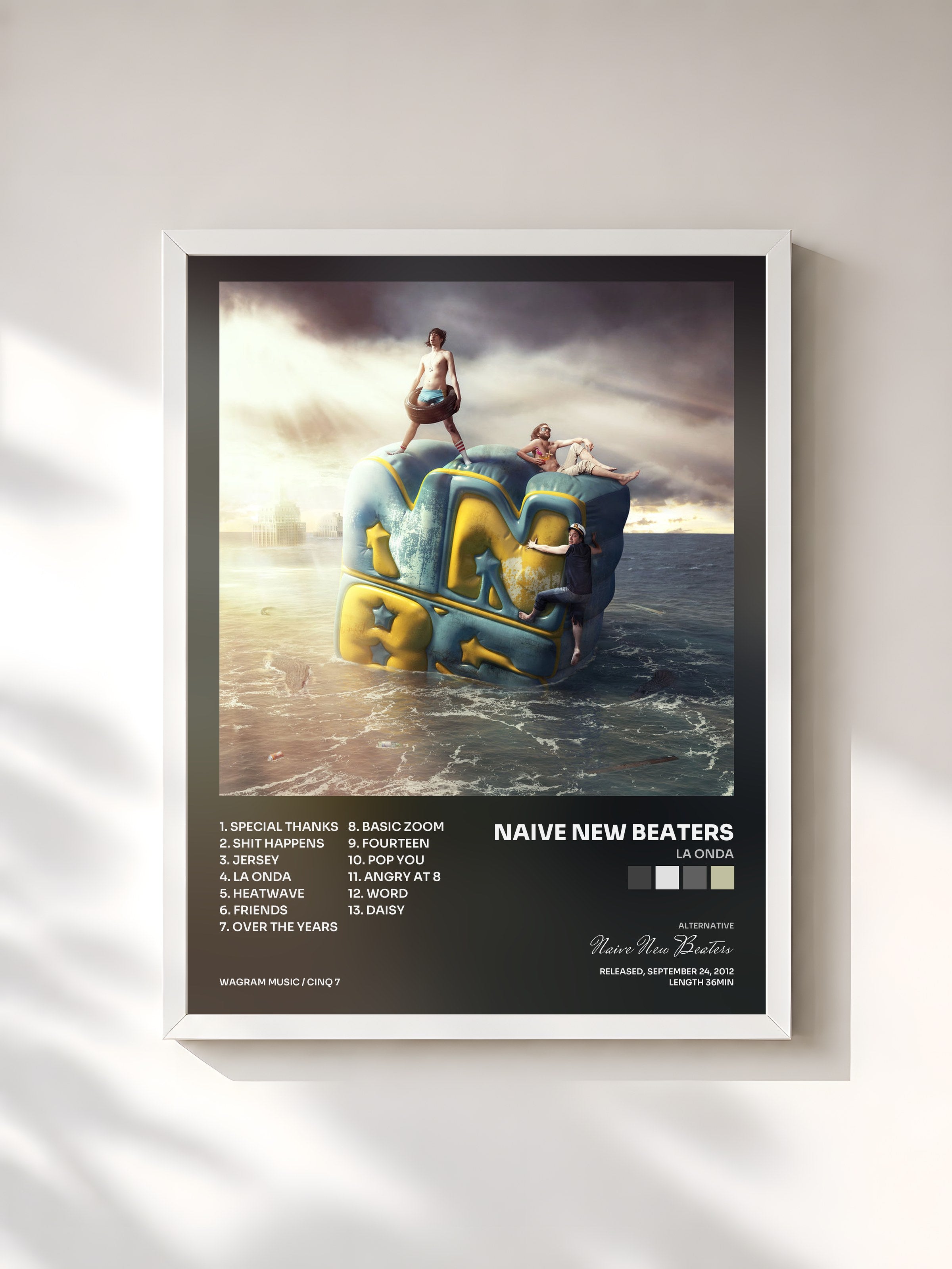 #blanc Tableau de l'album La Onda de Naive New Beaters, cadre blanc, imprimé et encadré en France