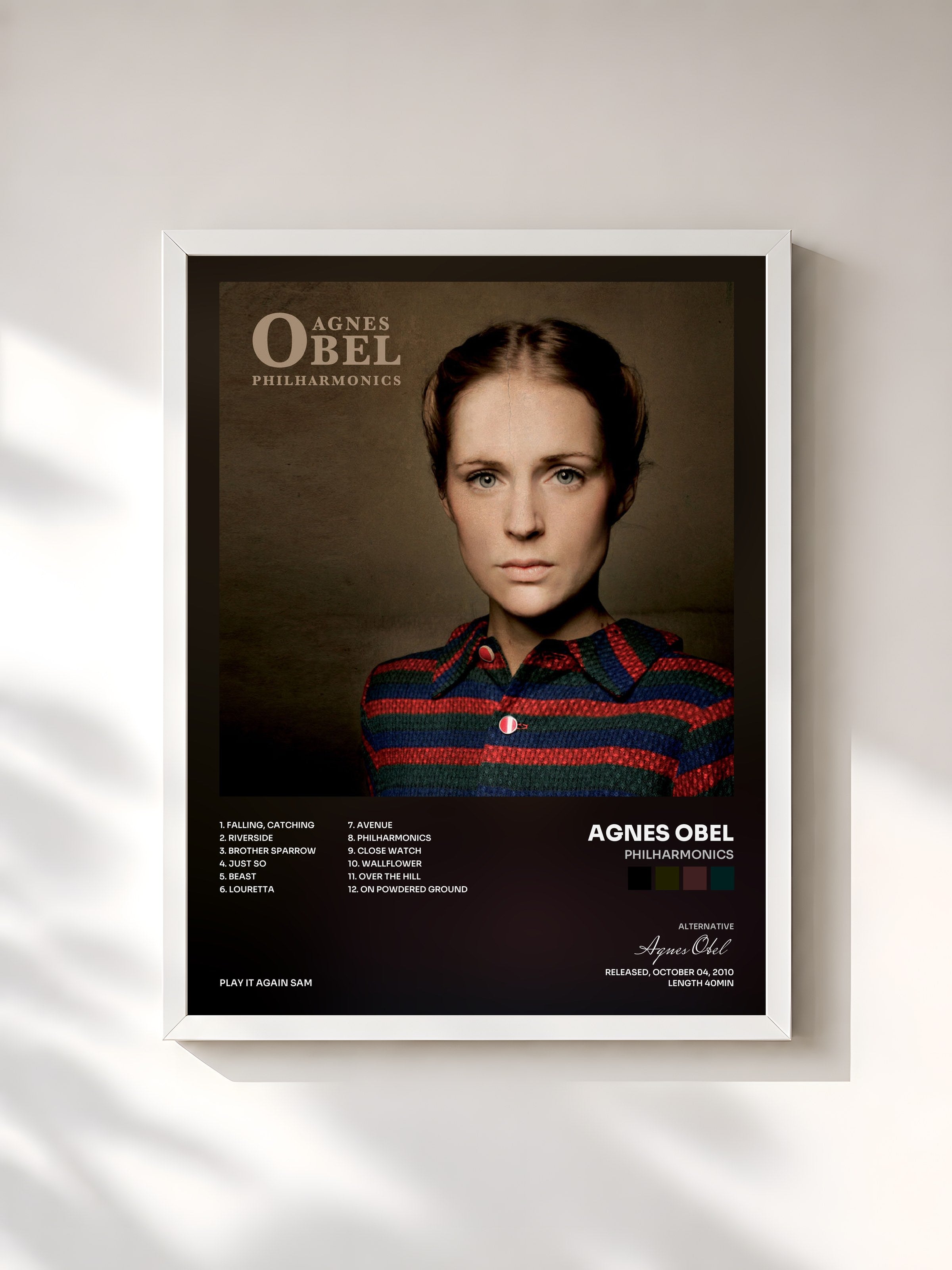 #blanc Tableau de l'album Philharmonics de Agnes Obel, cadre blanc, imprimé et encadré en France