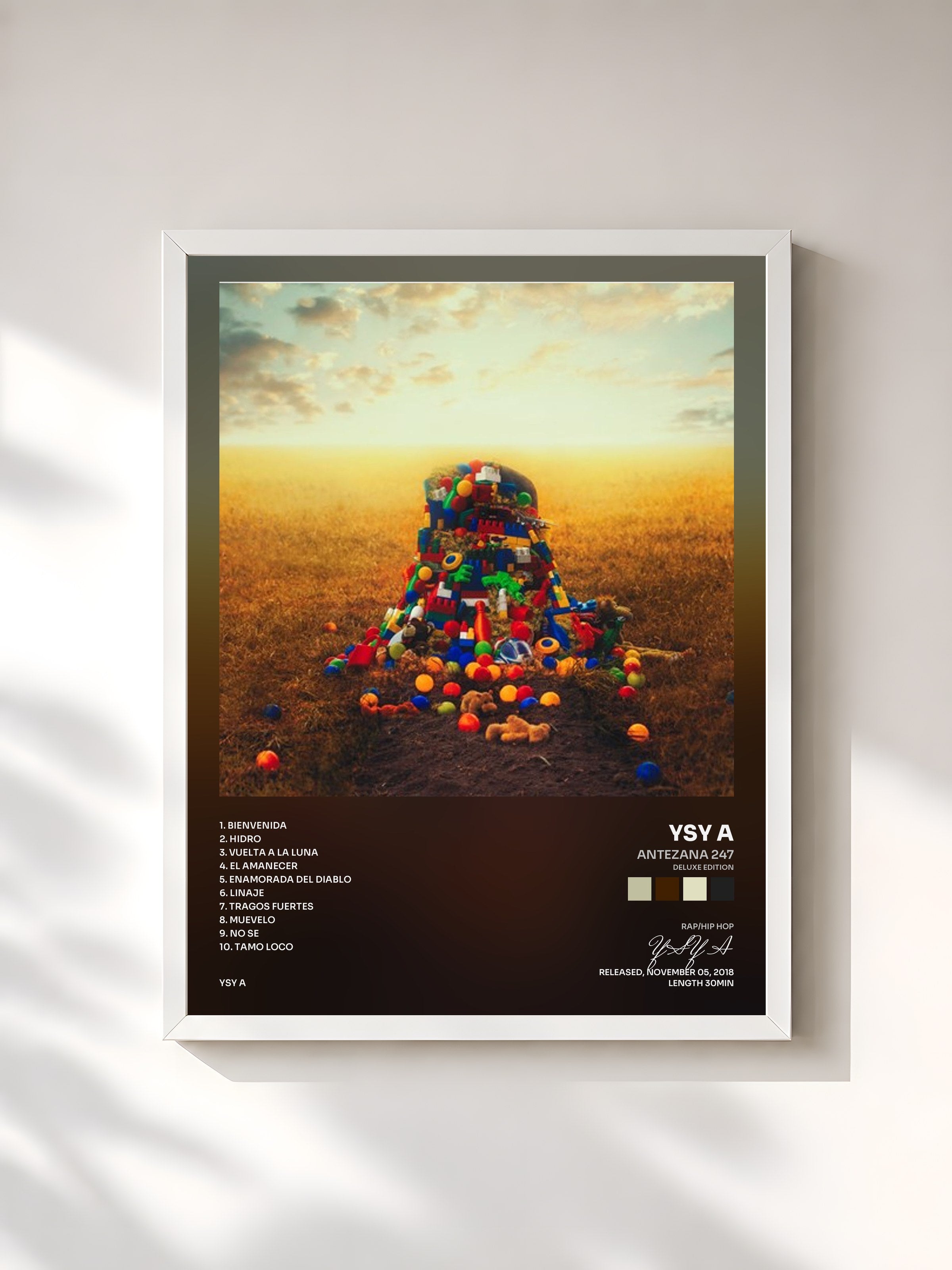 #blanc Tableau de l'album Antezana 247 (Deluxe Edition) de YSY A, cadre blanc, imprimé et encadré en France