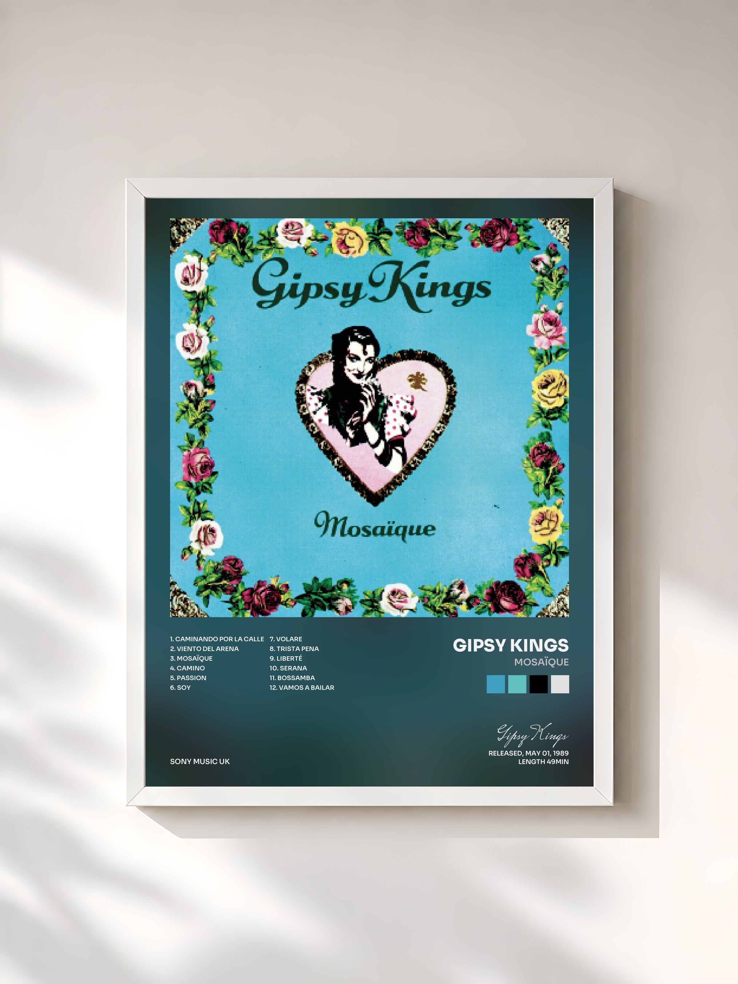 #blanc Tableau de l'album Mosaïque de Gipsy Kings, cadre blanc, imprimé et encadré en France