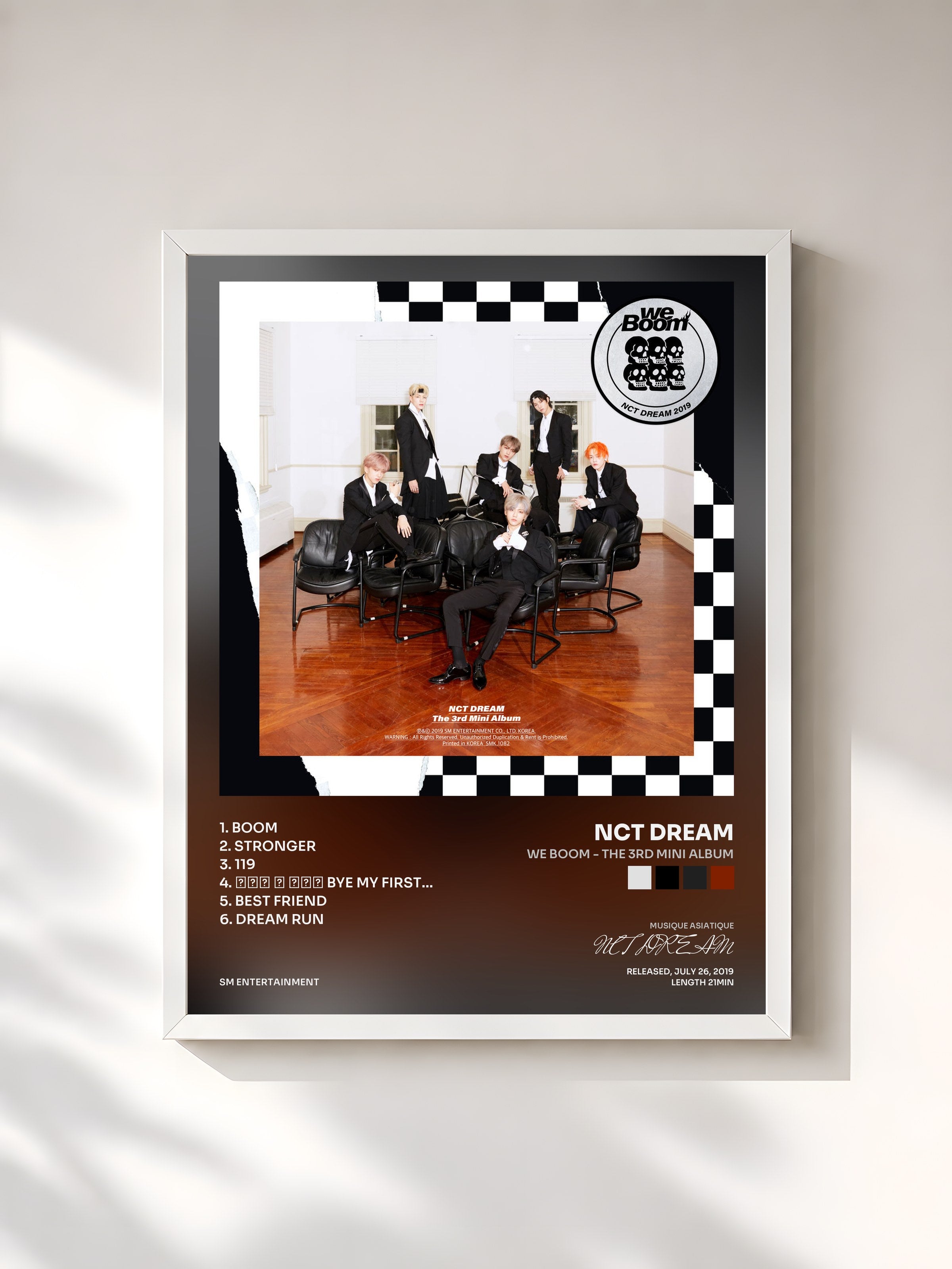 #blanc Tableau de l'album We Boom - The 3rd Mini Album de NCT DREAM, cadre blanc, imprimé et encadré en France