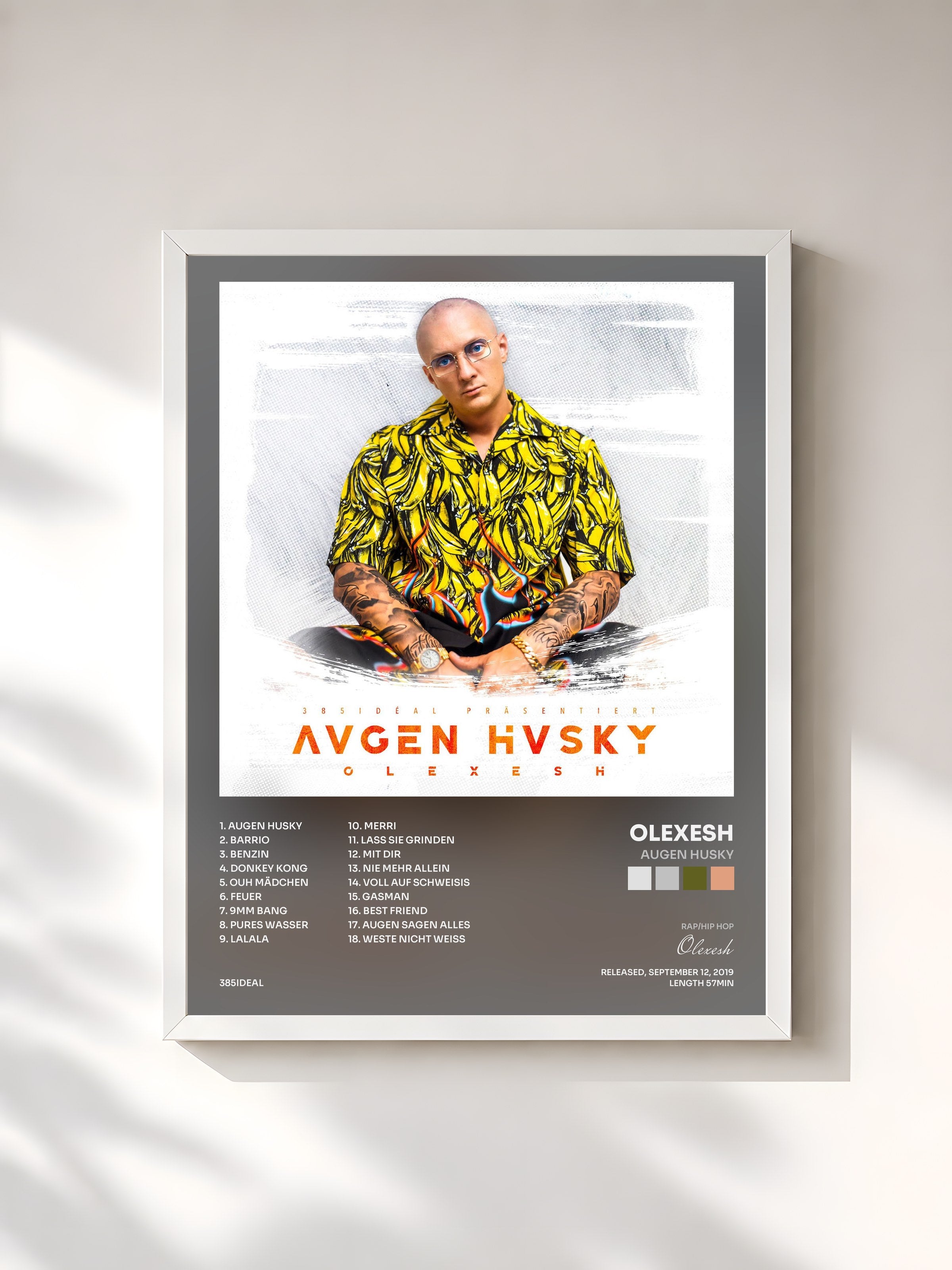 #blanc Tableau de l'album Augen Husky de Olexesh, cadre blanc, imprimé et encadré en France