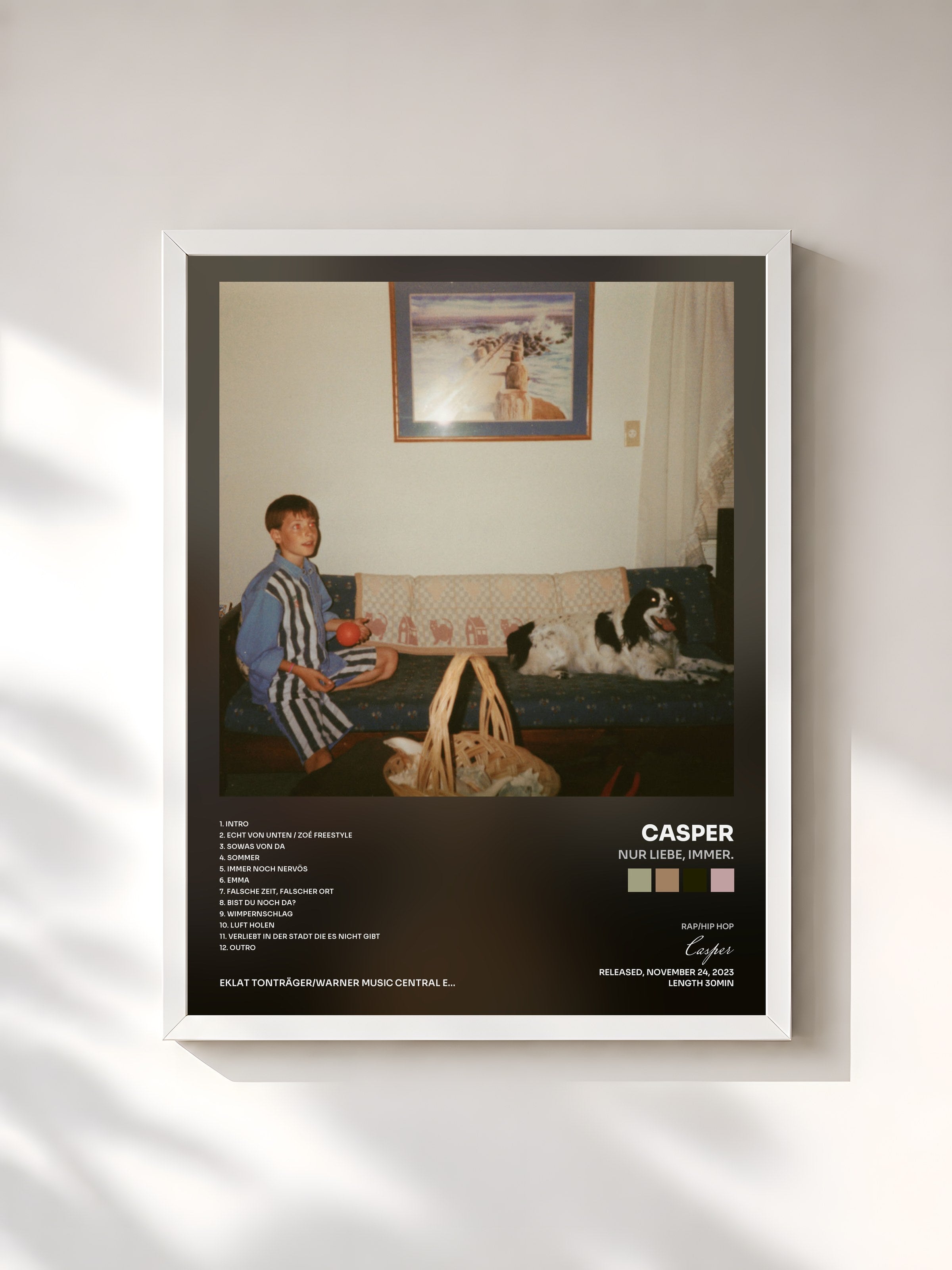 #blanc Tableau de l'album nur liebe, immer. de Casper, cadre blanc, imprimé et encadré en France