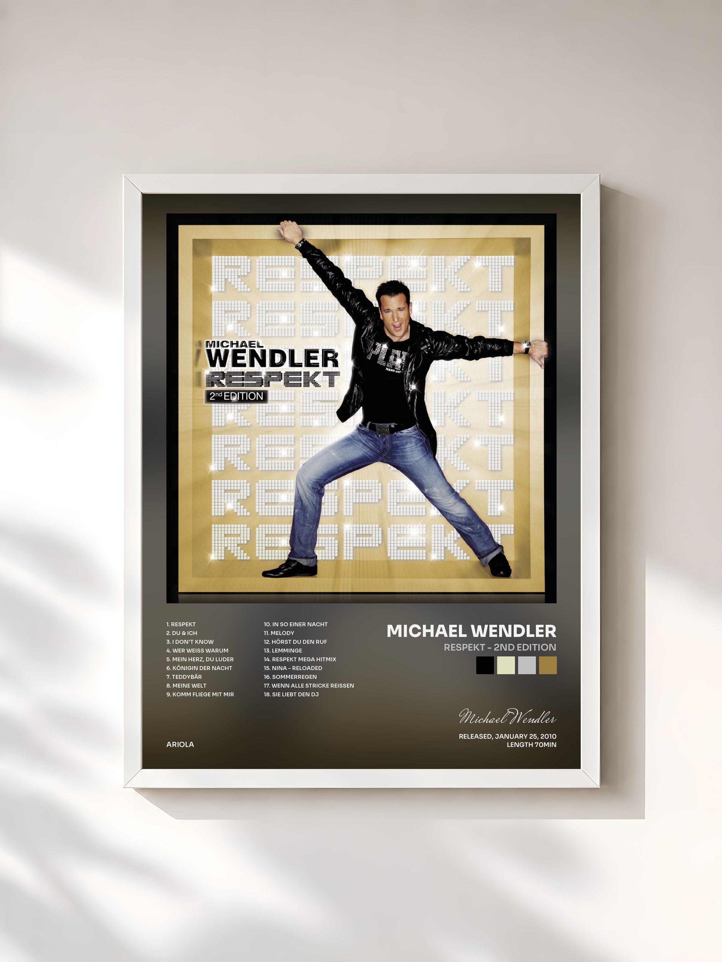 #blanc Tableau de l'album Respekt - 2nd Edition de Michael Wendler, cadre blanc, imprimé et encadré en France