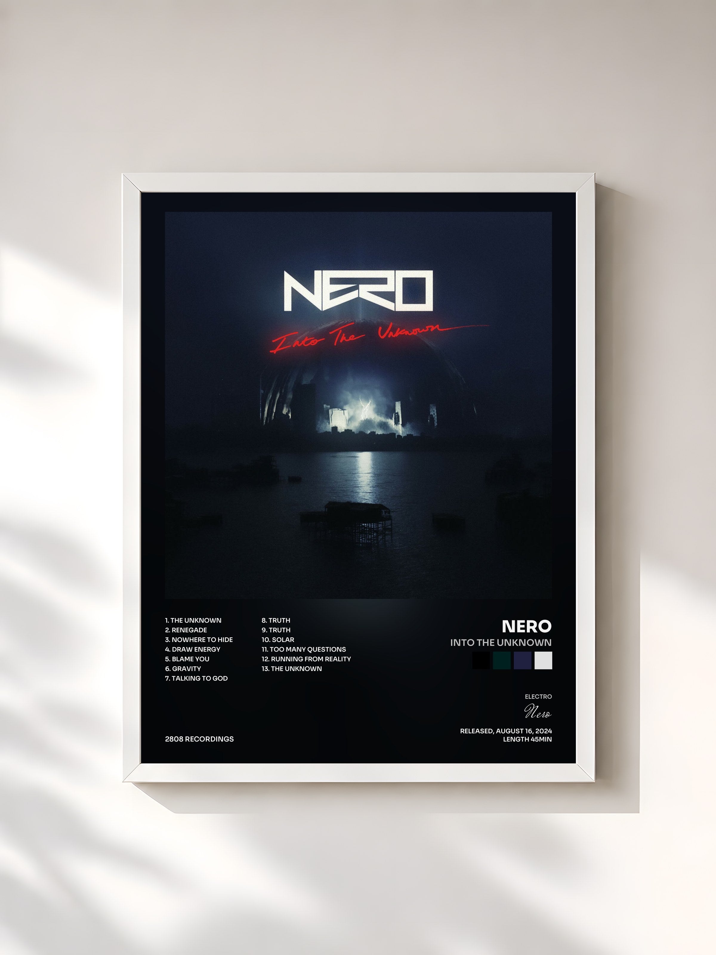 #blanc Tableau de l'album Into the Unknown de Nero, cadre blanc, imprimé et encadré en France