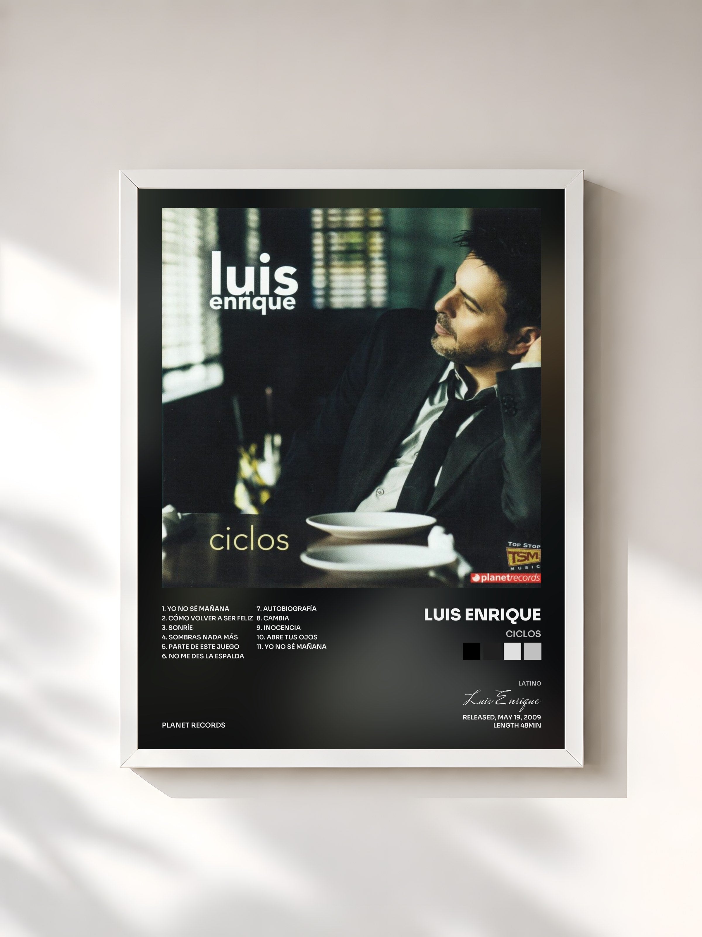 #blanc Tableau de l'album Ciclos de Luis Enrique, cadre blanc, imprimé et encadré en France