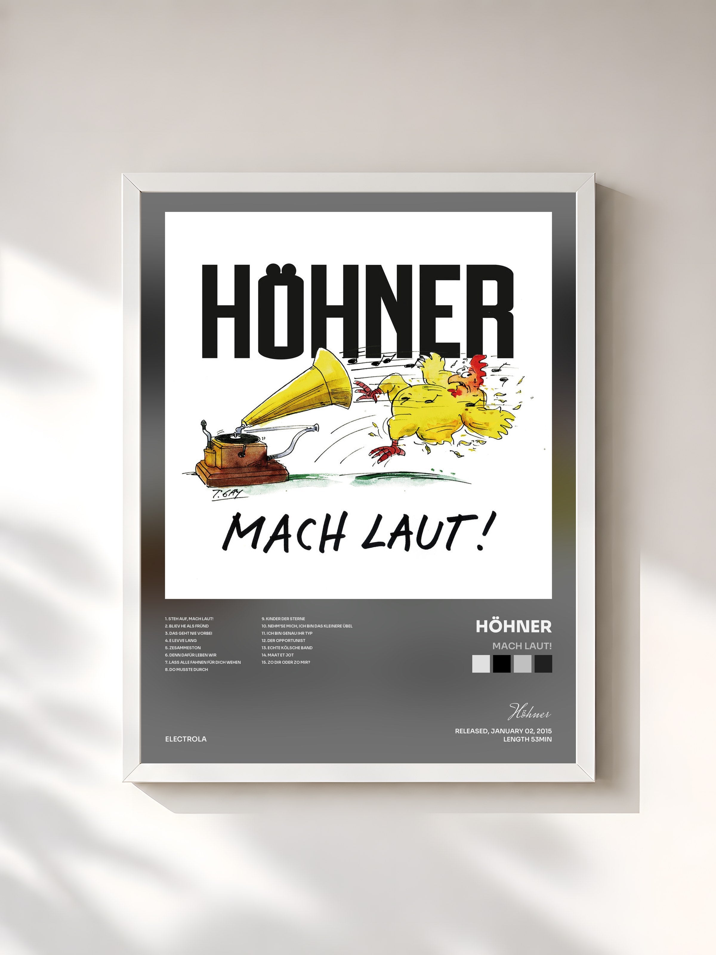 #blanc Tableau de l'album Mach laut! de Höhner, cadre blanc, imprimé et encadré en France