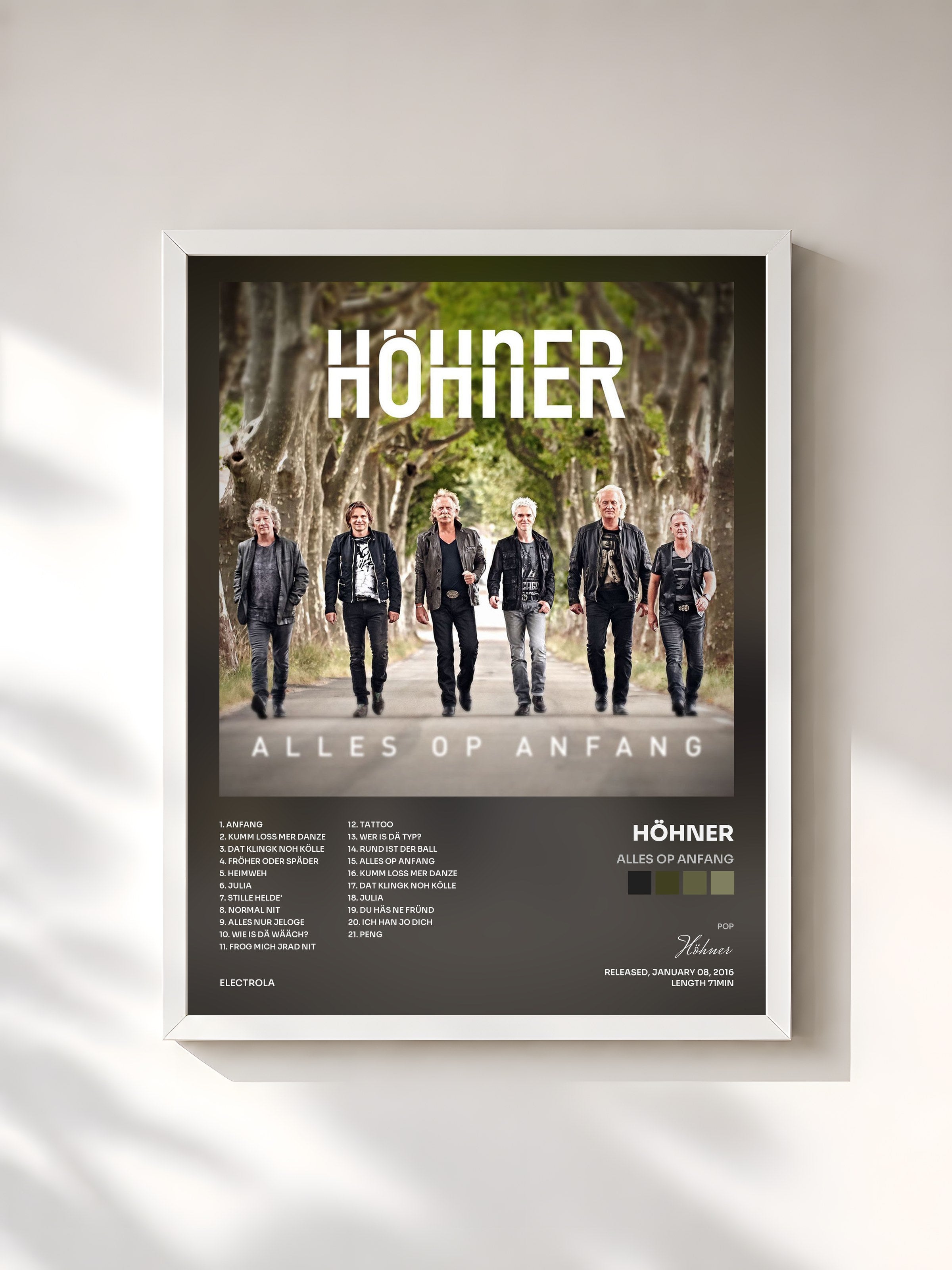 #blanc Tableau de l'album Alles op Anfang de Höhner, cadre blanc, imprimé et encadré en France