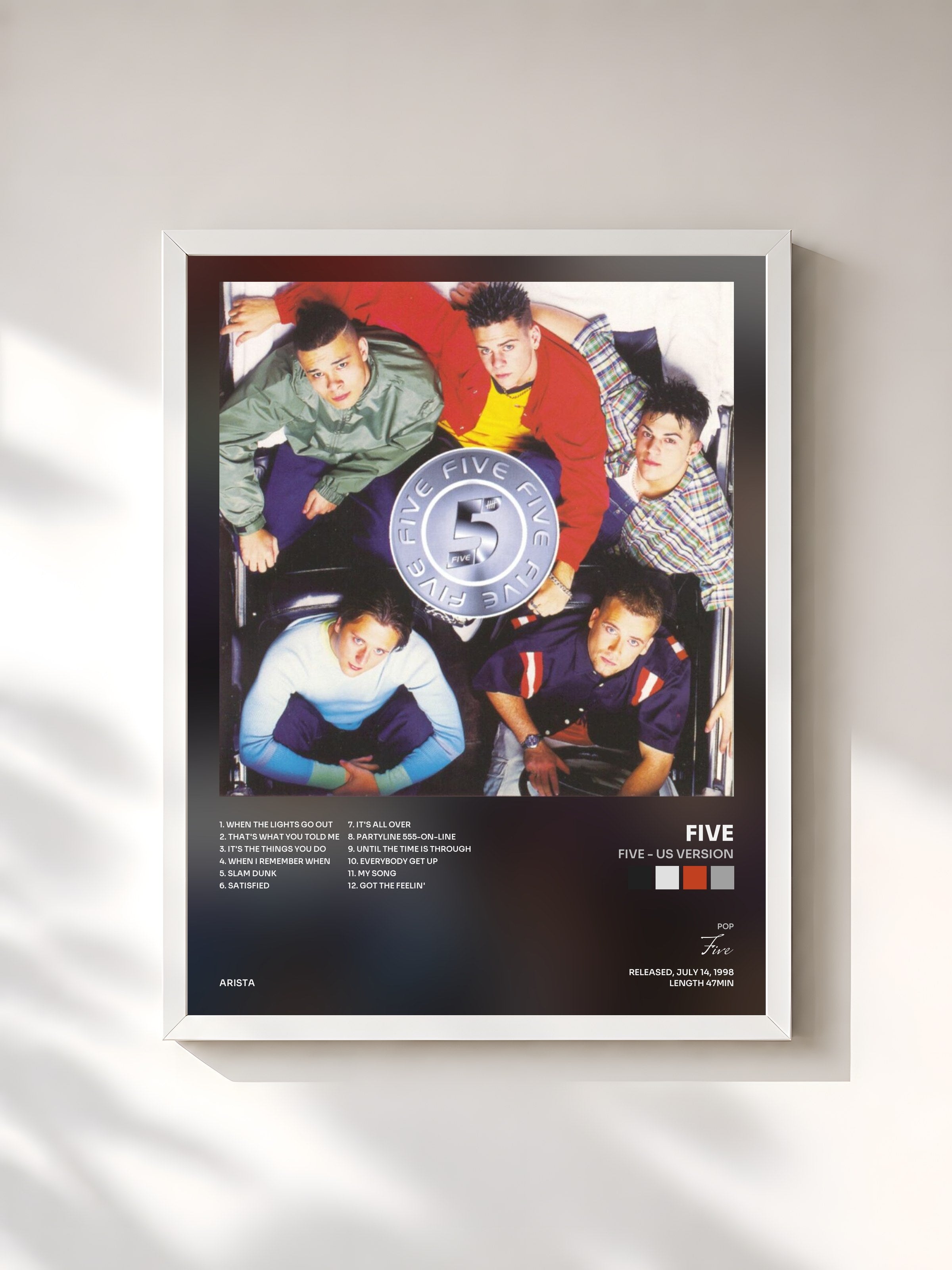 #blanc Tableau de l'album Five - US Version de Five, cadre blanc, imprimé et encadré en France