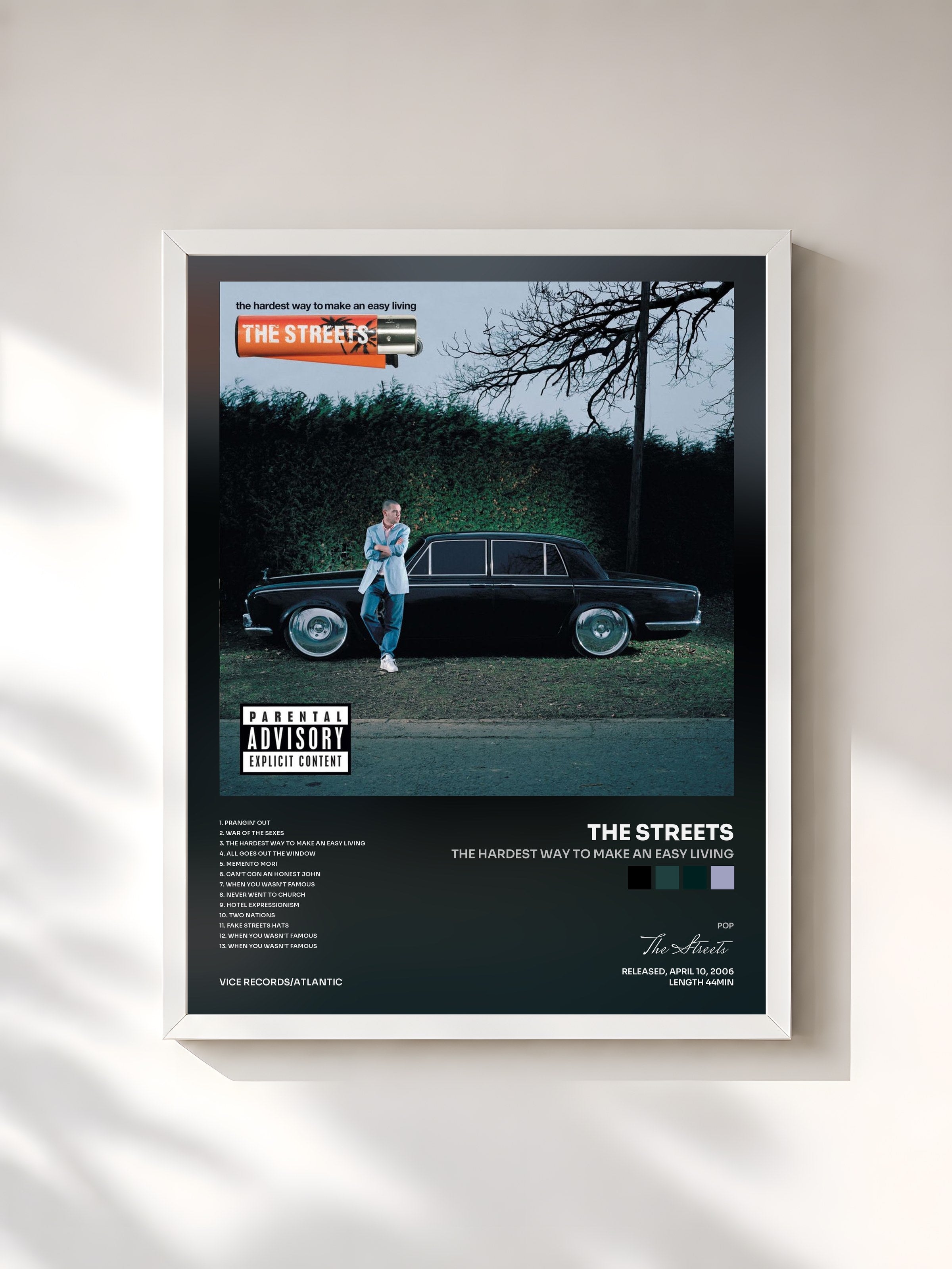 #blanc Tableau de l'album The Hardest Way to Make an Easy Living de The Streets, cadre blanc, imprimé et encadré en France