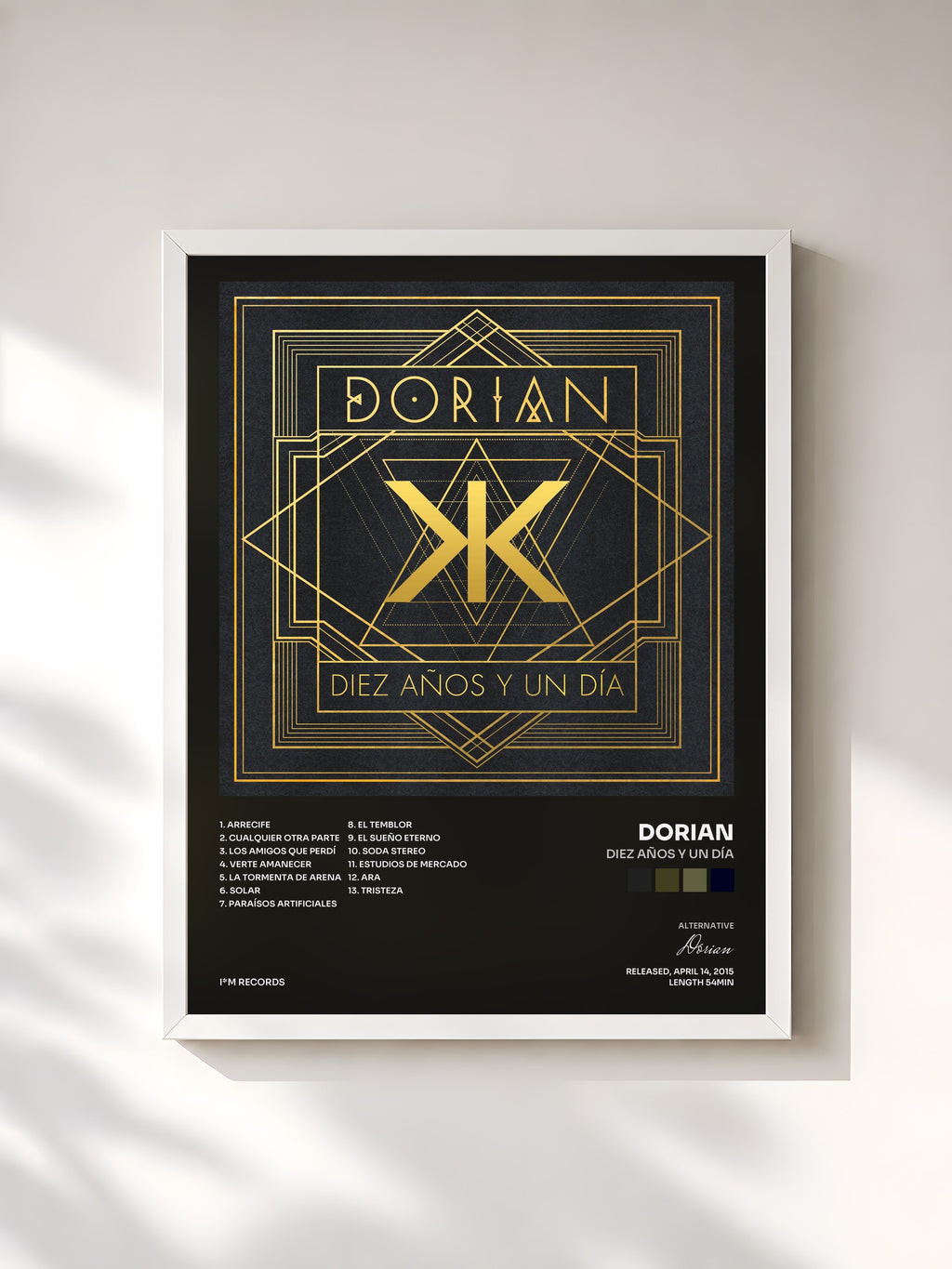 #blanc Tableau de l'album Diez Años y un Día de Dorian, cadre blanc, imprimé et encadré en France