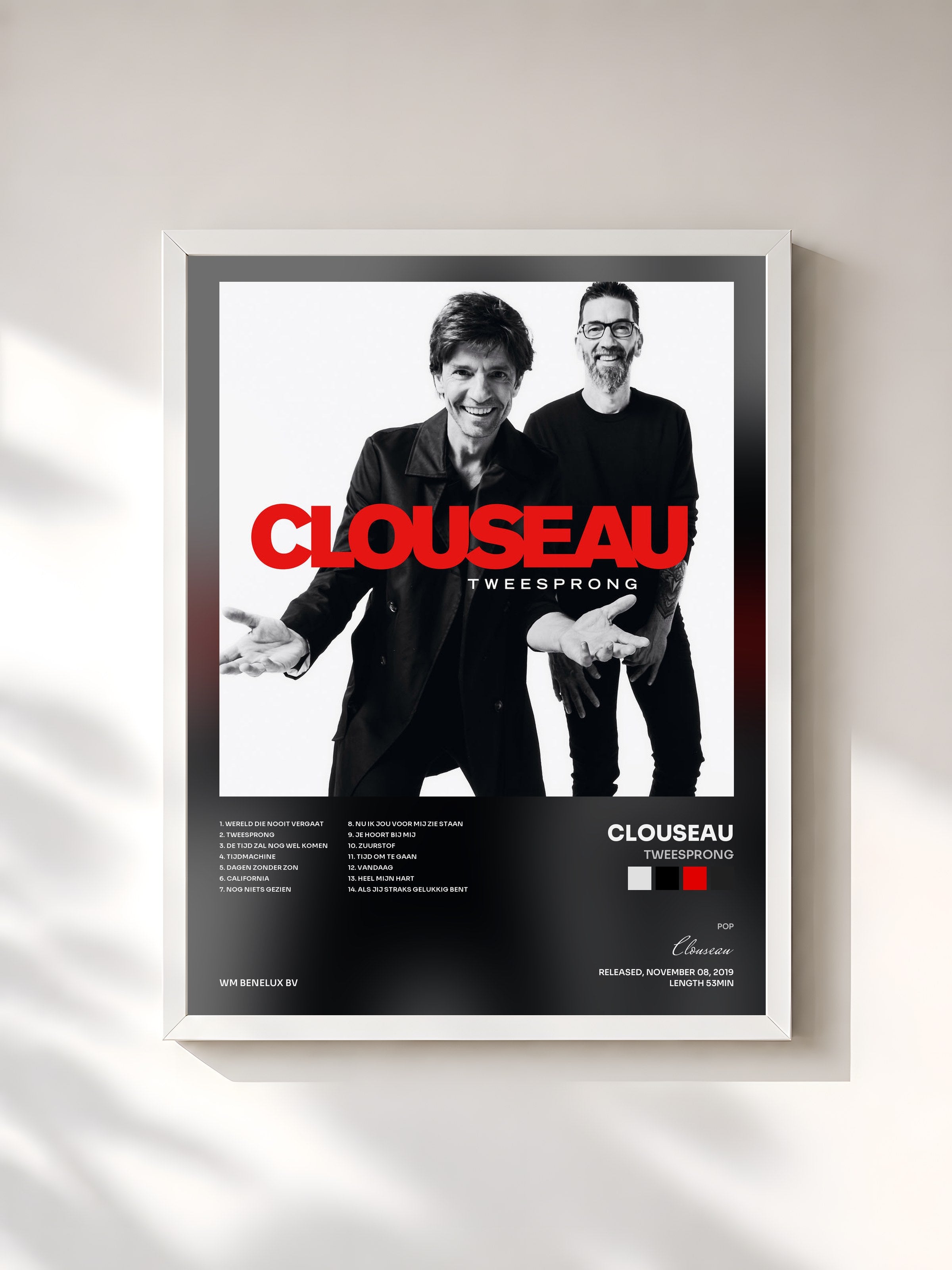#blanc Tableau de l'album Tweesprong de Clouseau, cadre blanc, imprimé et encadré en France