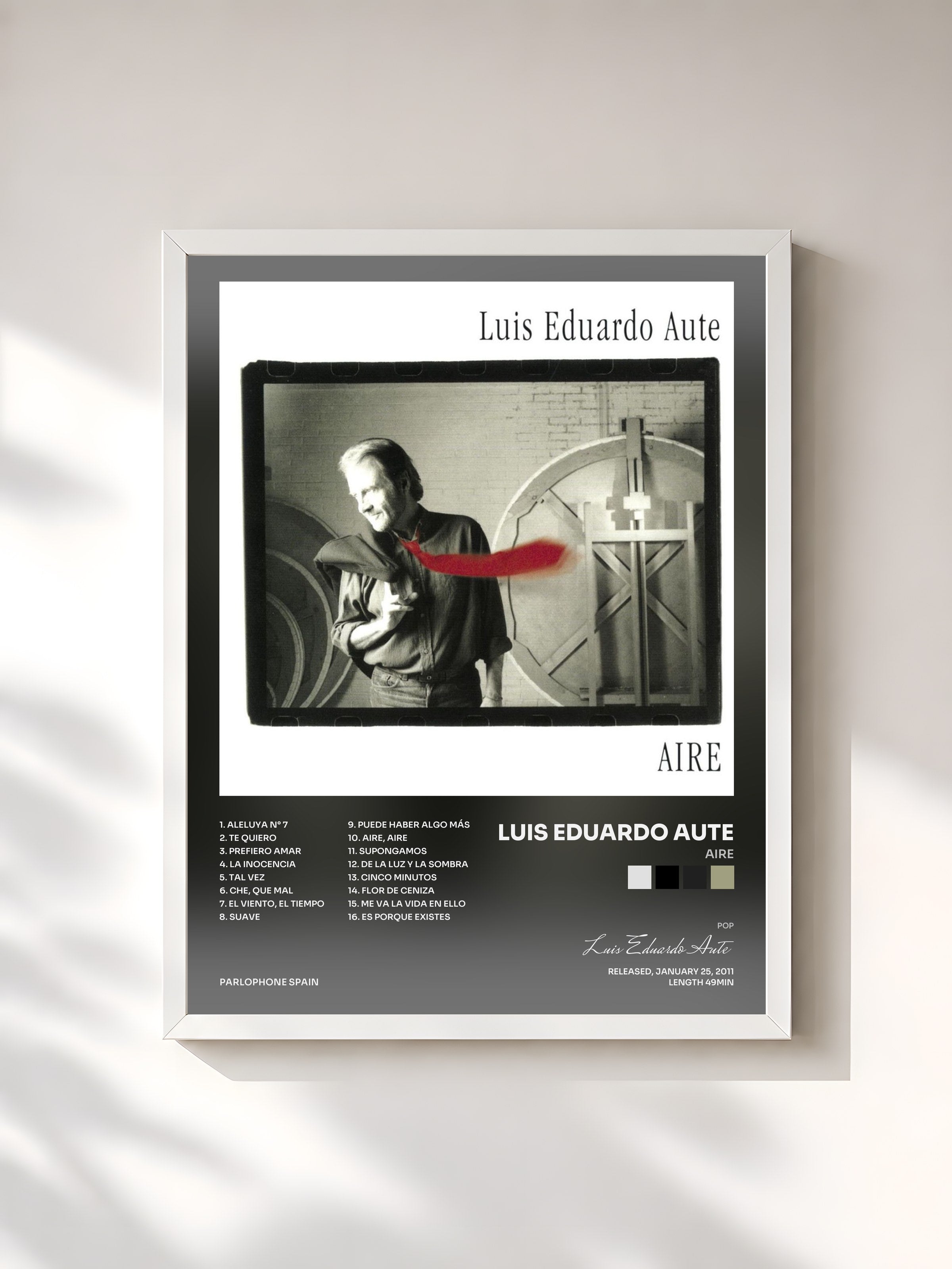 #blanc Tableau de l'album Aire de Luis Eduardo Aute, cadre blanc, imprimé et encadré en France