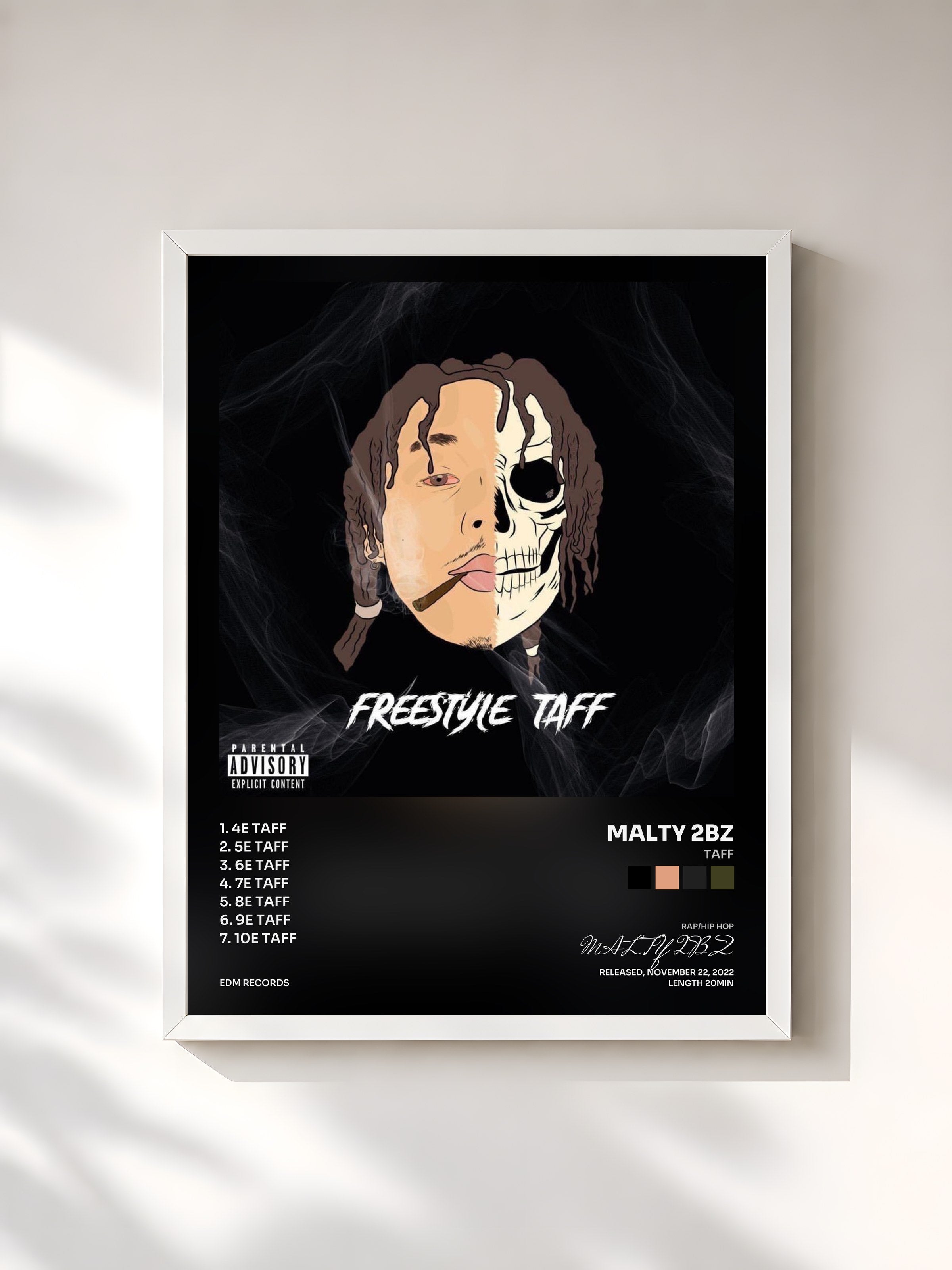 #blanc Tableau de l'album Taff de MALTY 2BZ, cadre blanc, imprimé et encadré en France
