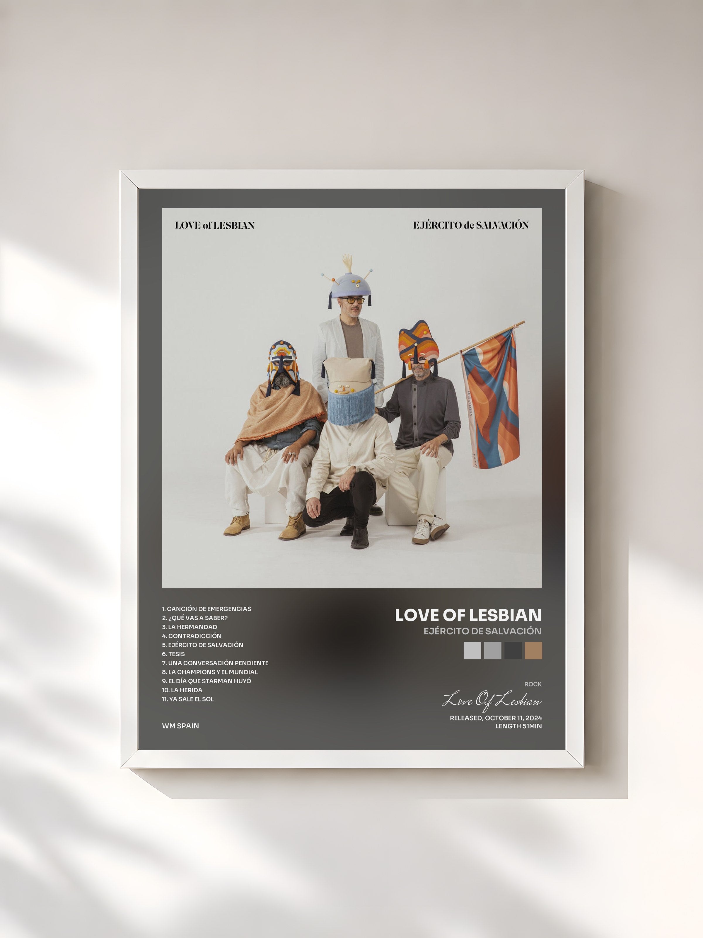 #blanc Tableau de l'album Ejército de salvación de Love Of Lesbian, cadre blanc, imprimé et encadré en France