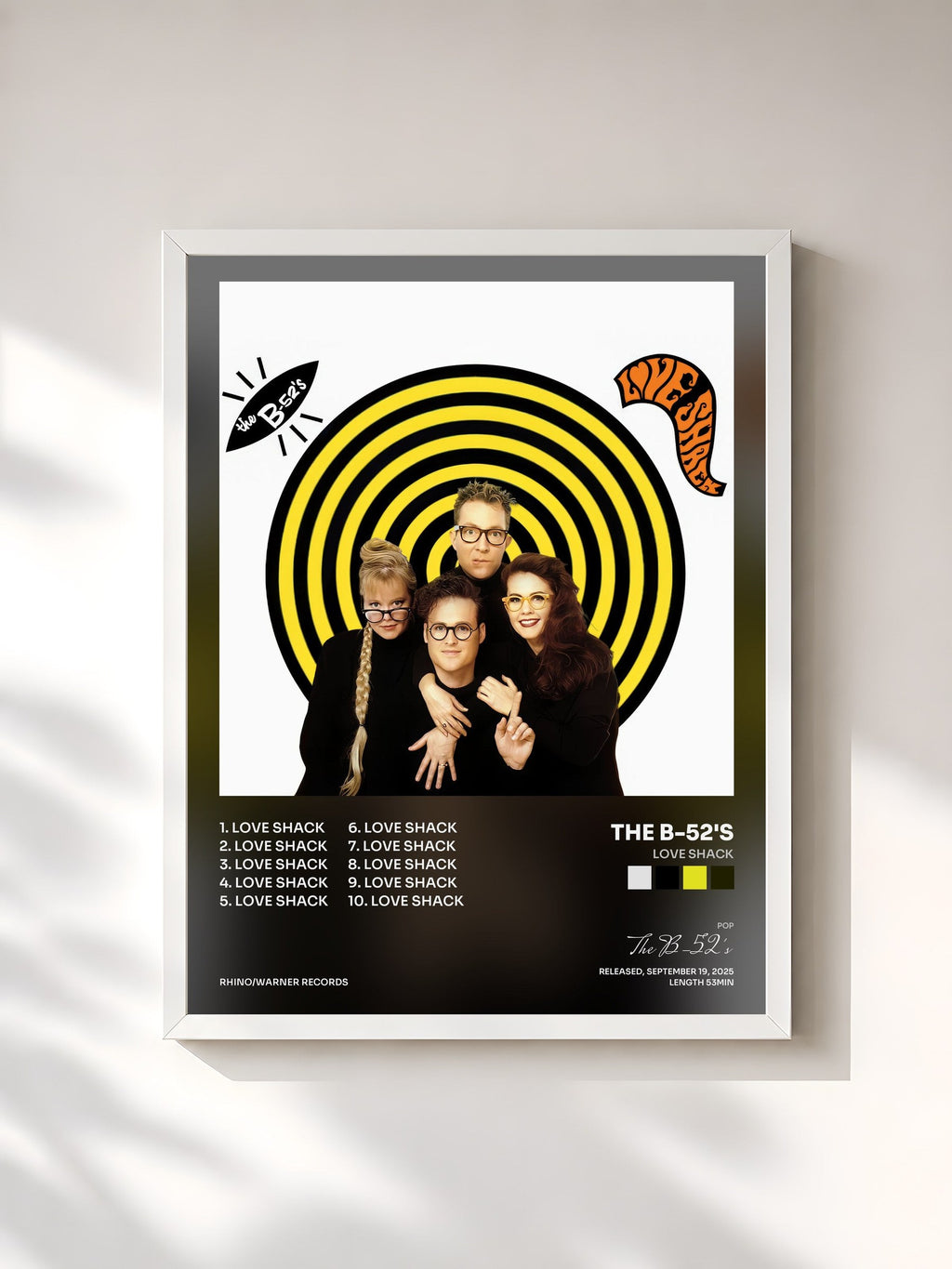 #blanc Love Shack di The B-52's in stampa incorniciata, cornice bianca, stampata e incorniciata in Francia