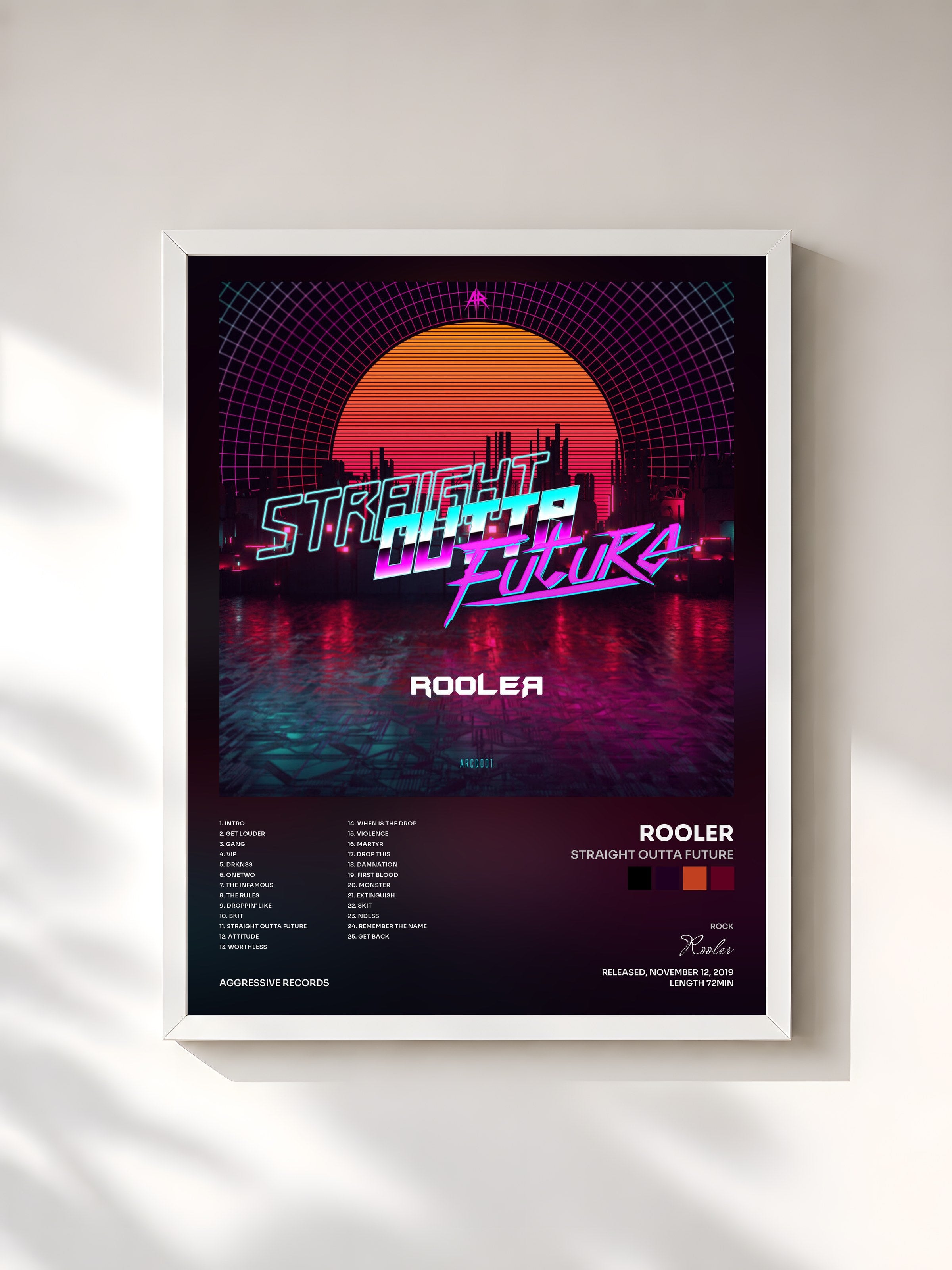 #blanc Tableau de l'album STRAIGHT OUTTA FUTURE de Rooler, cadre blanc, imprimé et encadré en France