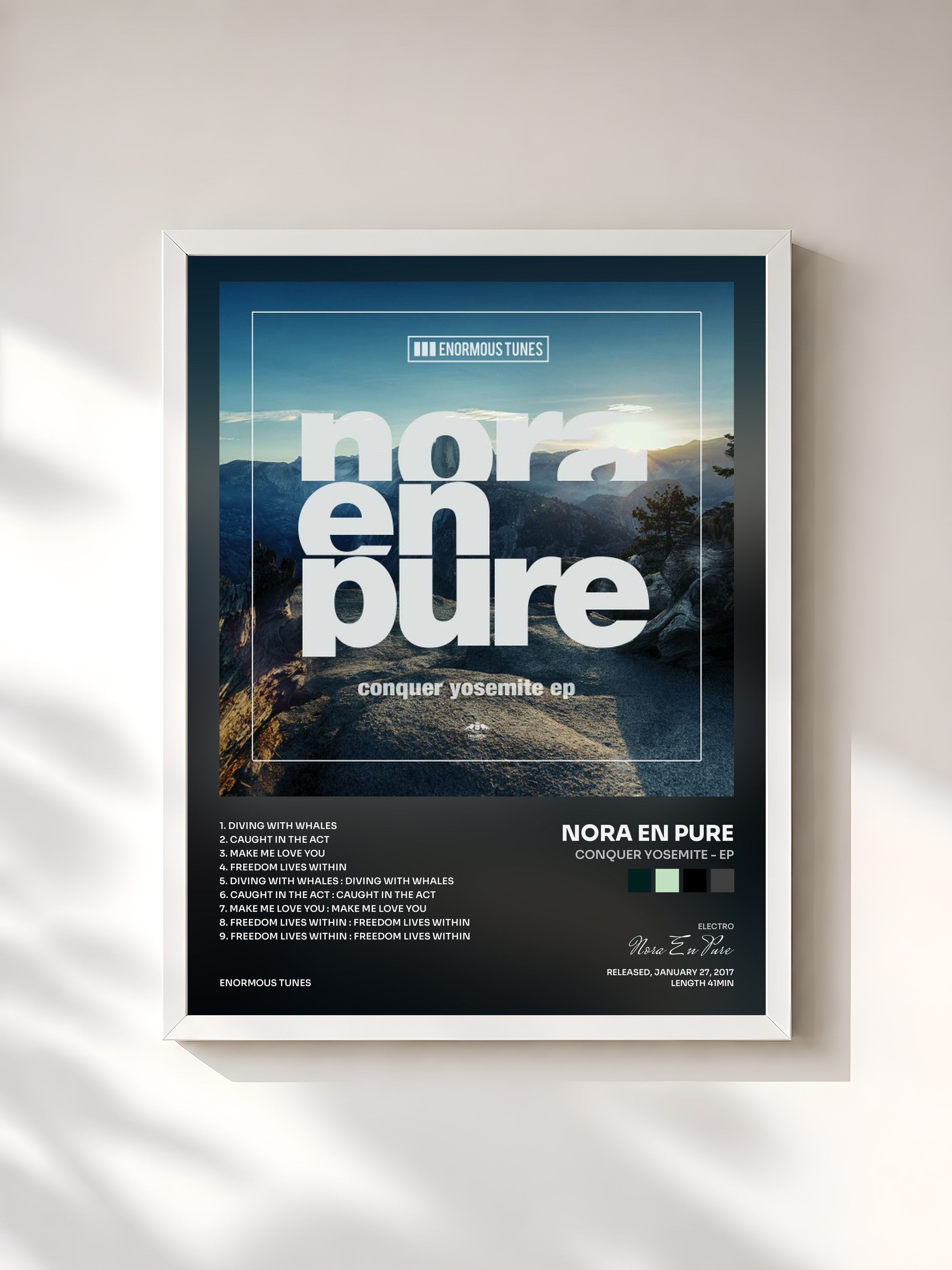 #blanc Tableau de l'album Conquer Yosemite - EP de Nora En Pure, cadre blanc, imprimé et encadré en France