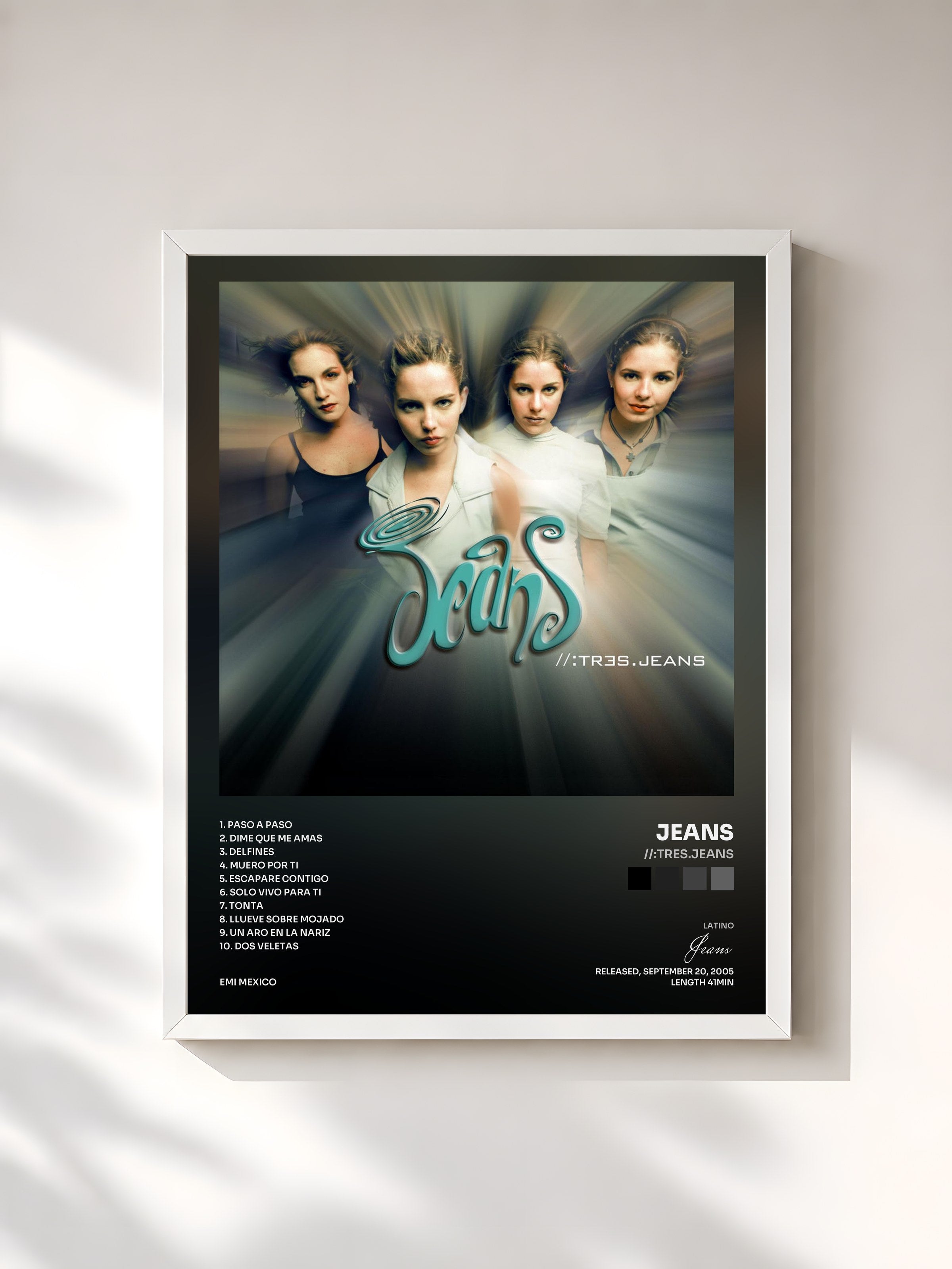#blanc Tableau de l'album //:Tres.Jeans de Jeans, cadre blanc, imprimé et encadré en France
