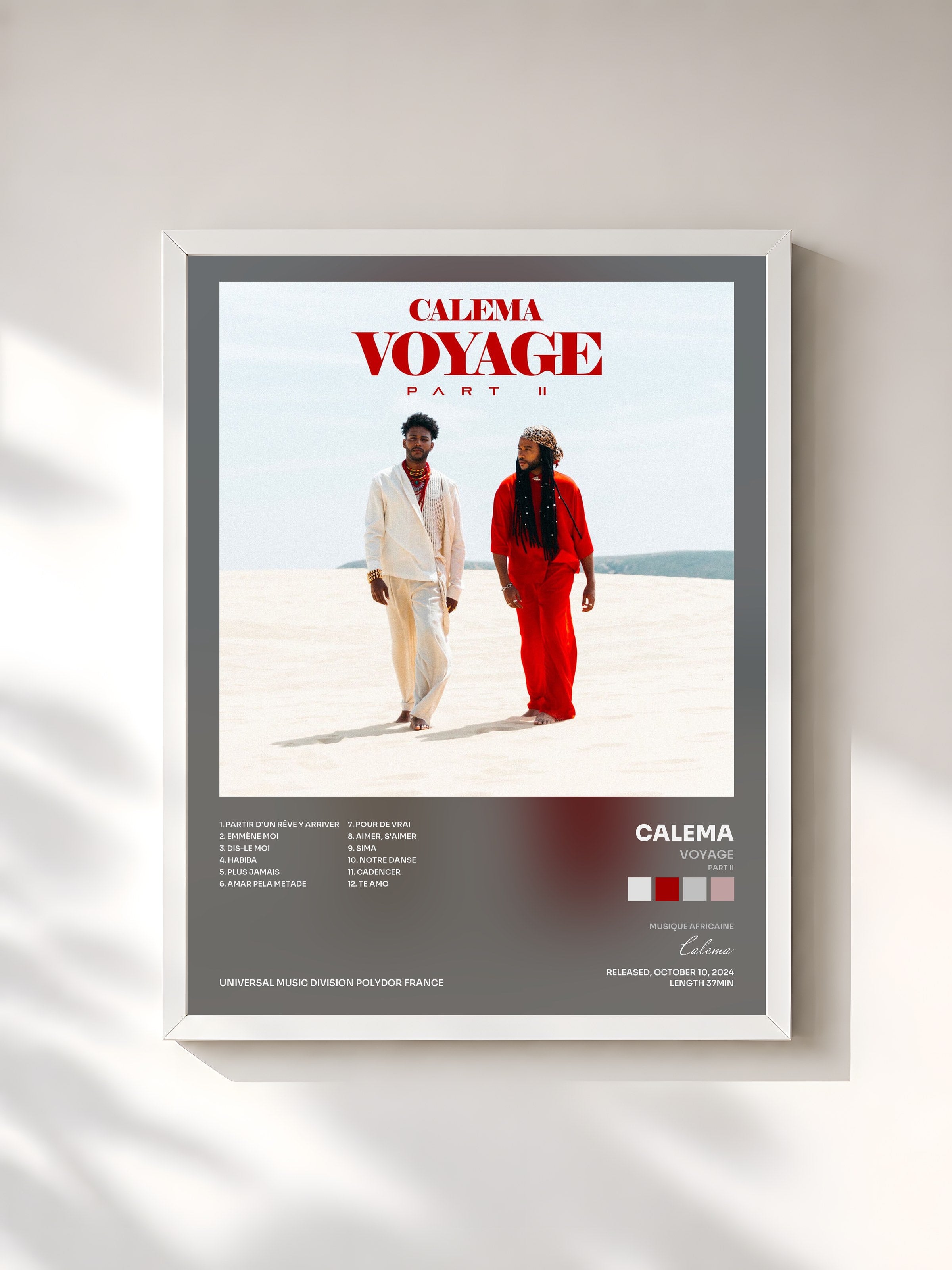 #blanc Tableau de l'album Voyage (Part II) de Calema, cadre blanc, imprimé et encadré en France