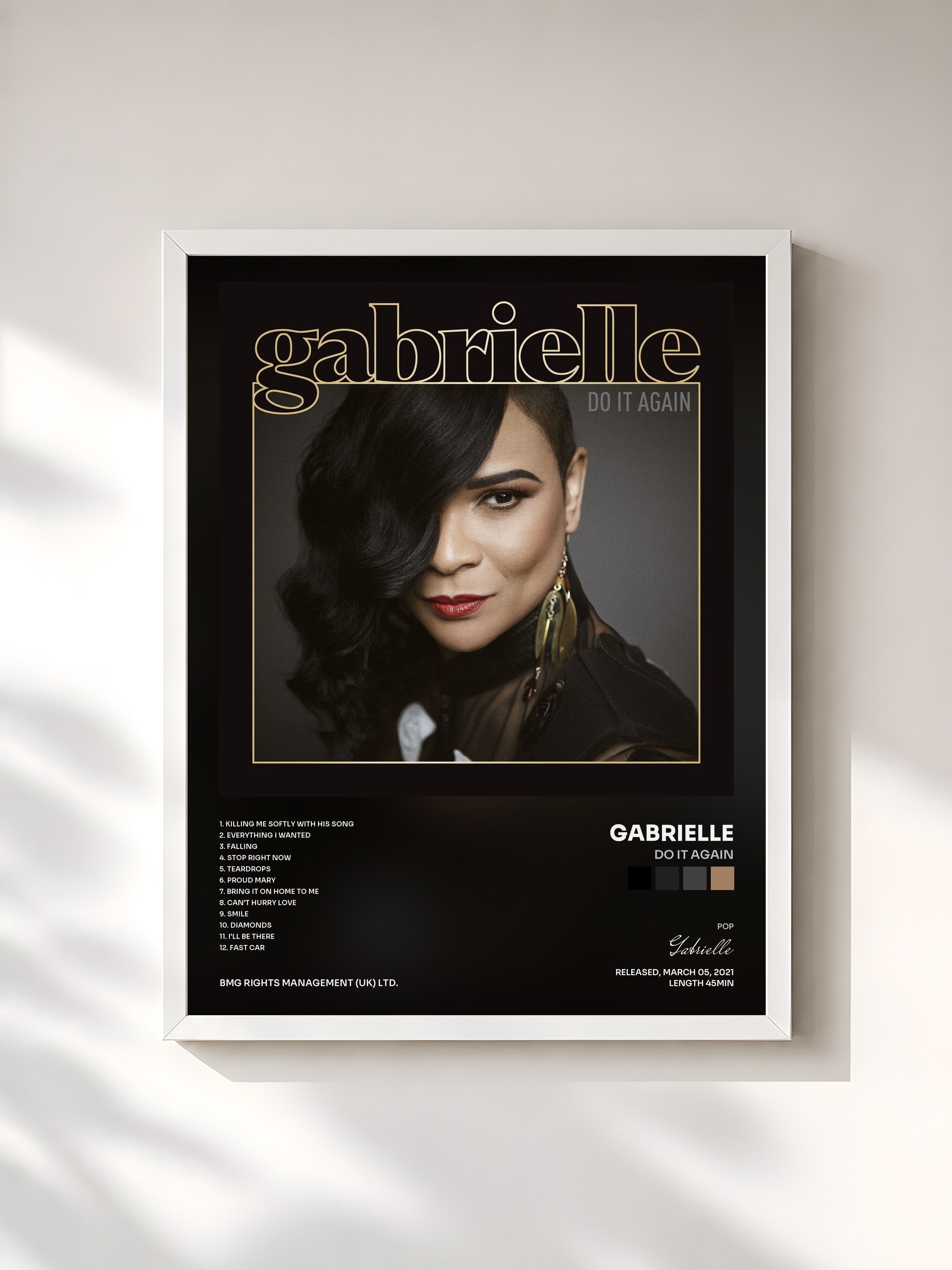 #blanc Tableau de l'album Do It Again de Gabrielle, cadre blanc, imprimé et encadré en France