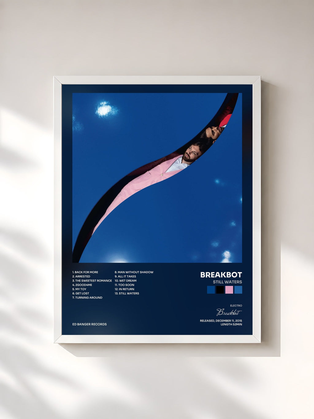 #blanc Still Waters by Breakbot as a framed art print, white frame, printed and framed in France