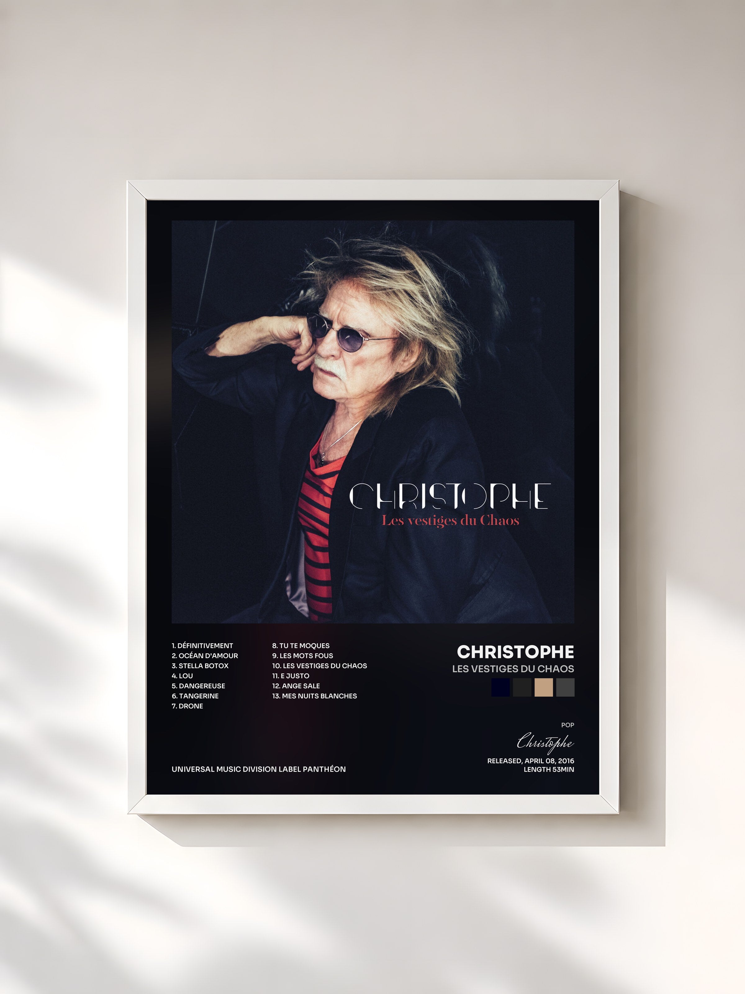 #blanc Tableau de l'album Les vestiges du Chaos de Christophe, cadre blanc, imprimé et encadré en France