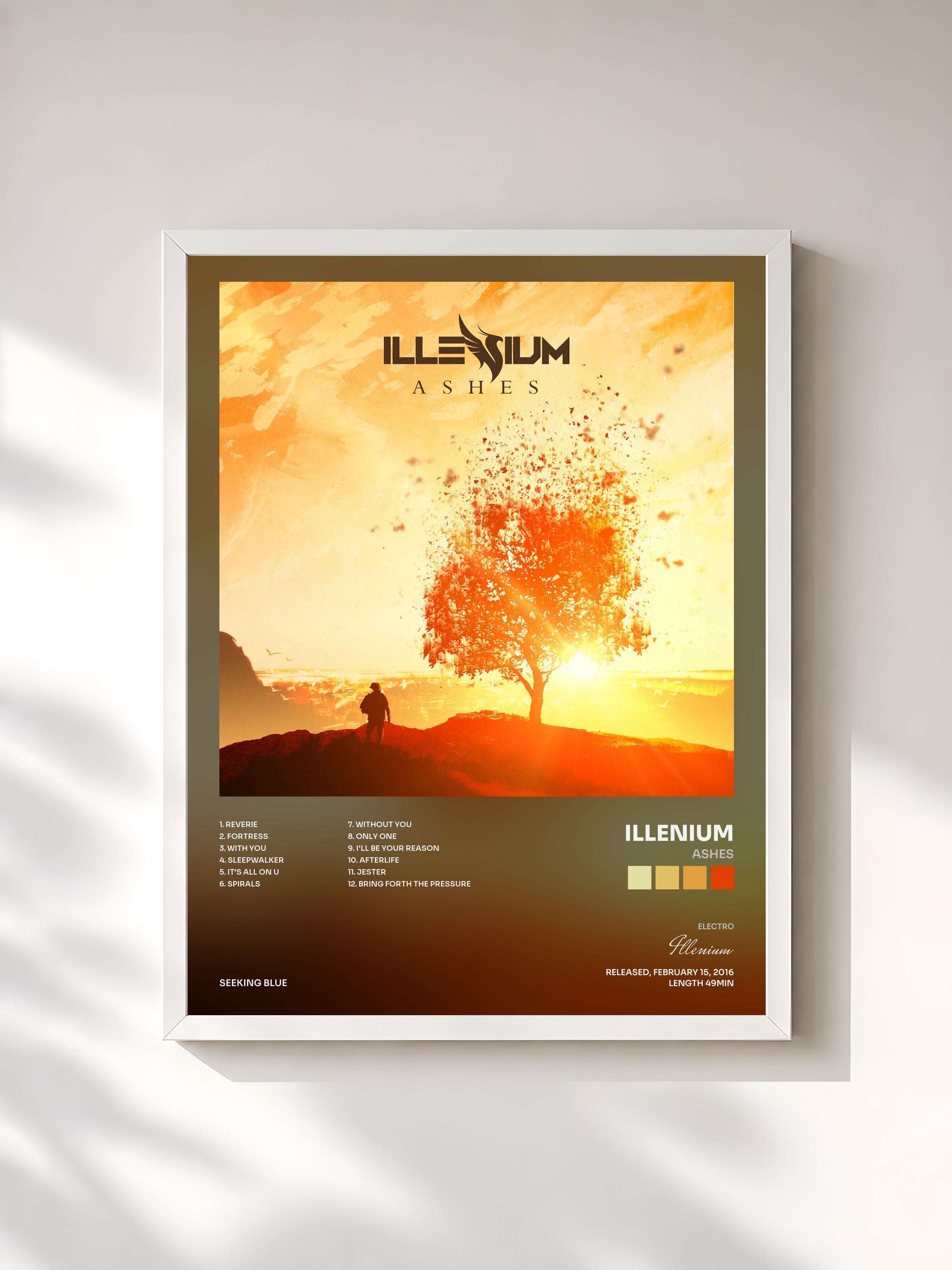 #blanc Tableau de l'album Ashes de Illenium, cadre blanc, imprimé et encadré en France