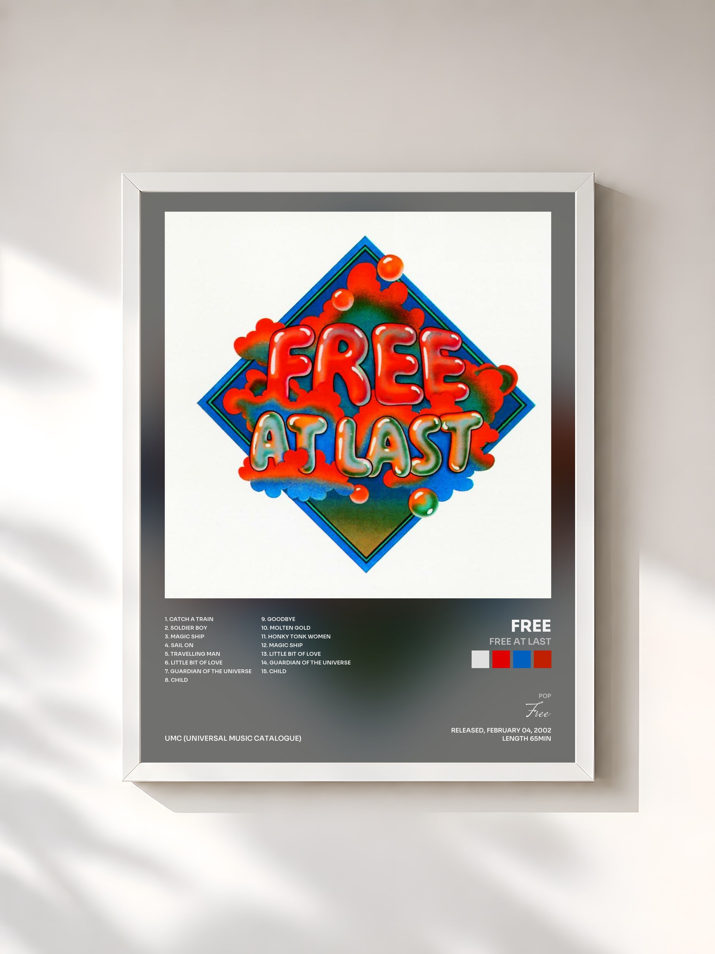 #blanc Tableau de l'album Free At Last de Free, cadre blanc, imprimé et encadré en France