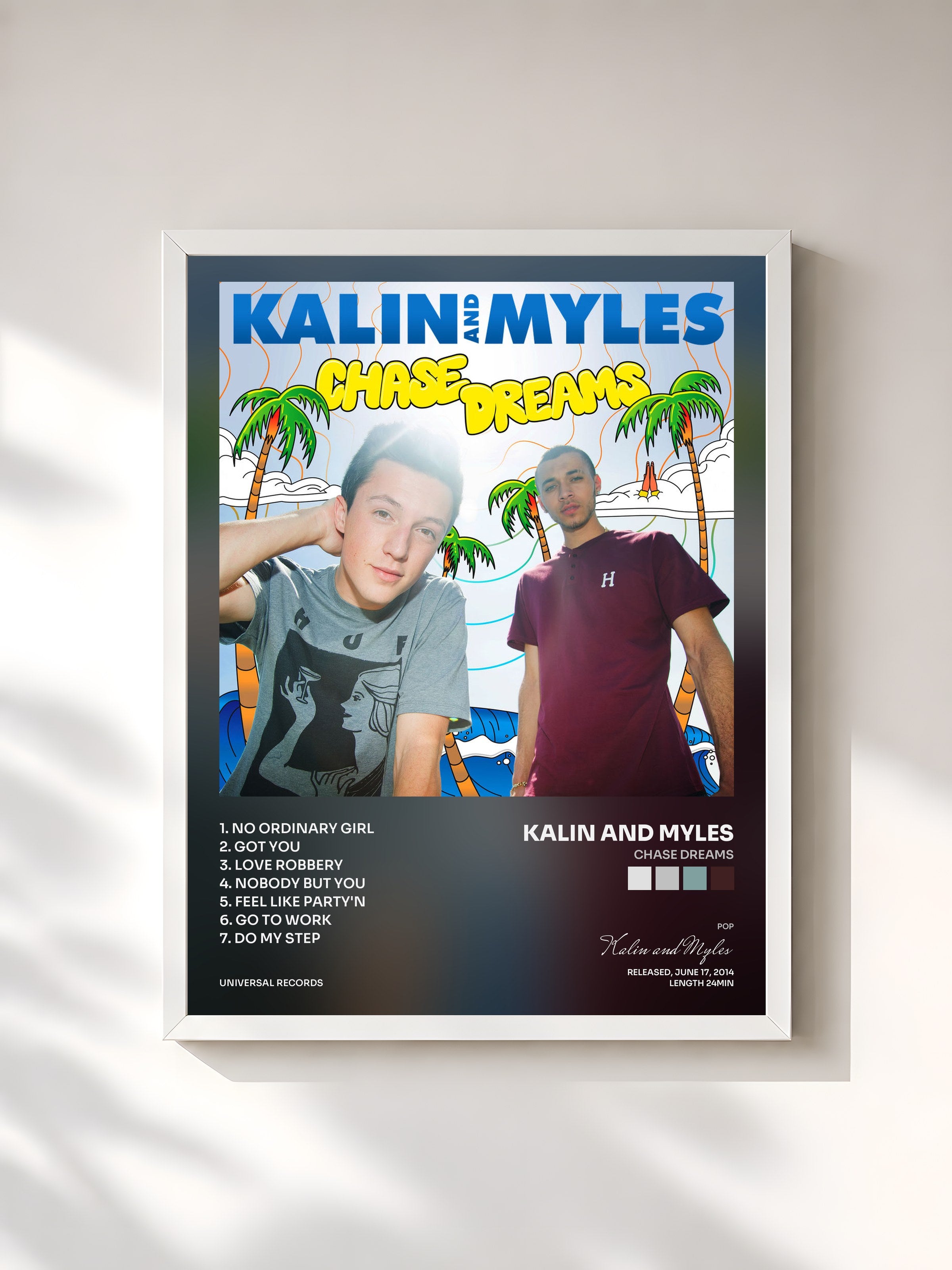 #blanc Tableau de l'album Chase Dreams de Kalin and Myles, cadre blanc, imprimé et encadré en France