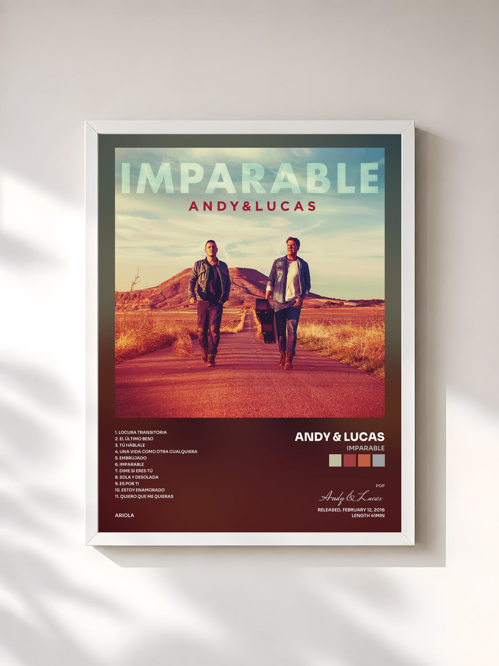 #blanc Tableau de l'album Imparable de Andy & Lucas, cadre blanc, imprimé et encadré en France