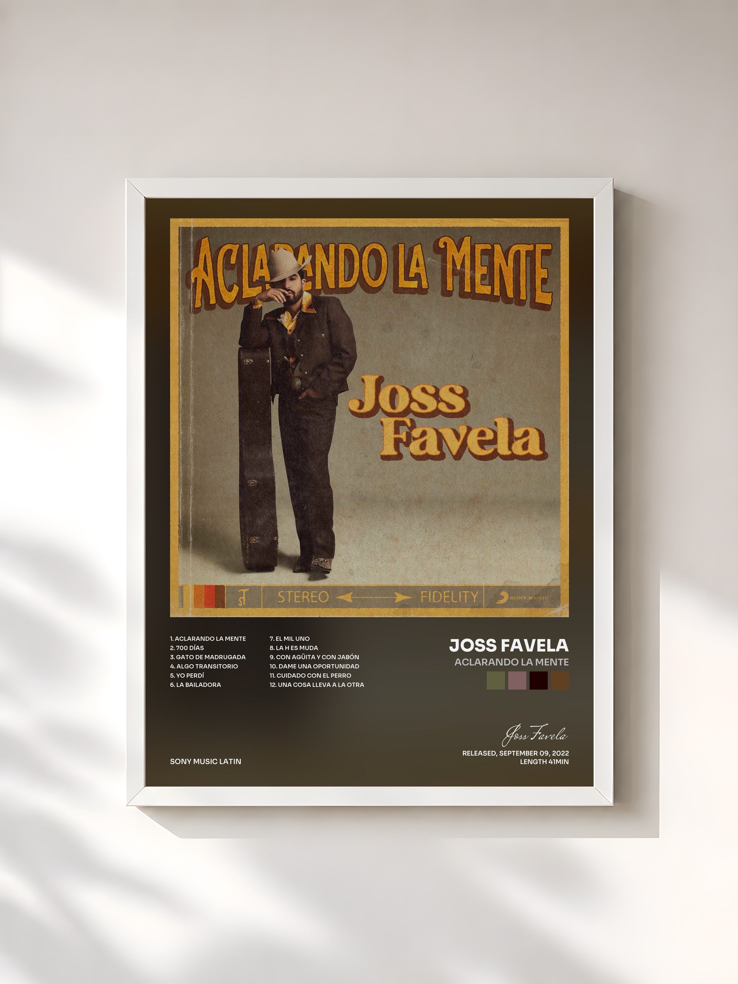 #blanc Tableau de l'album Aclarando la Mente de Joss Favela, cadre blanc, imprimé et encadré en France