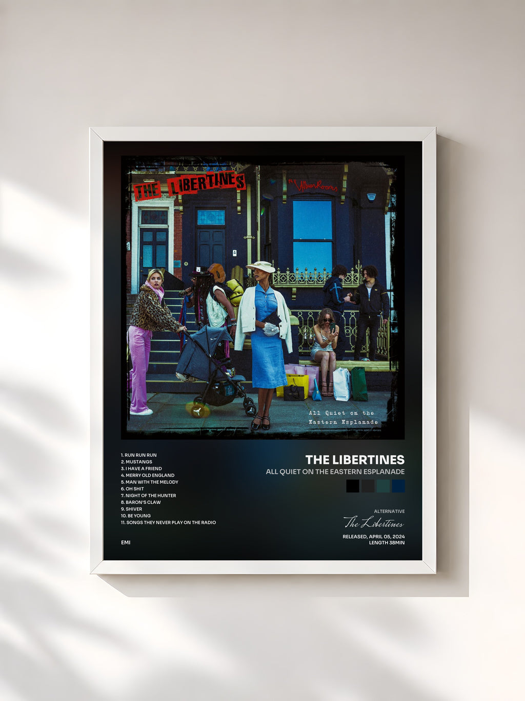 #blanc All Quiet On The Eastern Esplanade by The Libertines as a framed art print, white frame, printed and framed in France