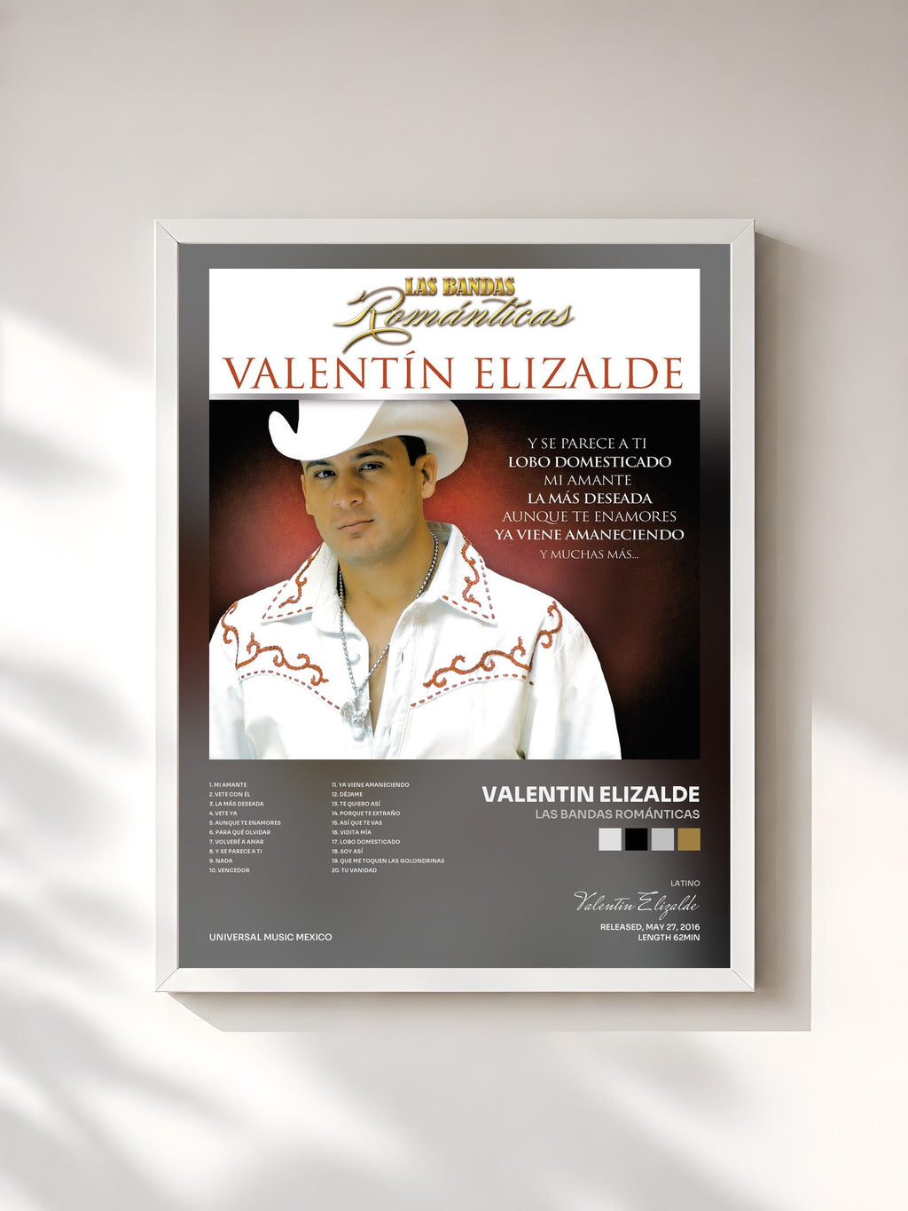 #blanc Las Bandas Románticas by Valentin Elizalde as a framed art print, white frame, printed and framed in France