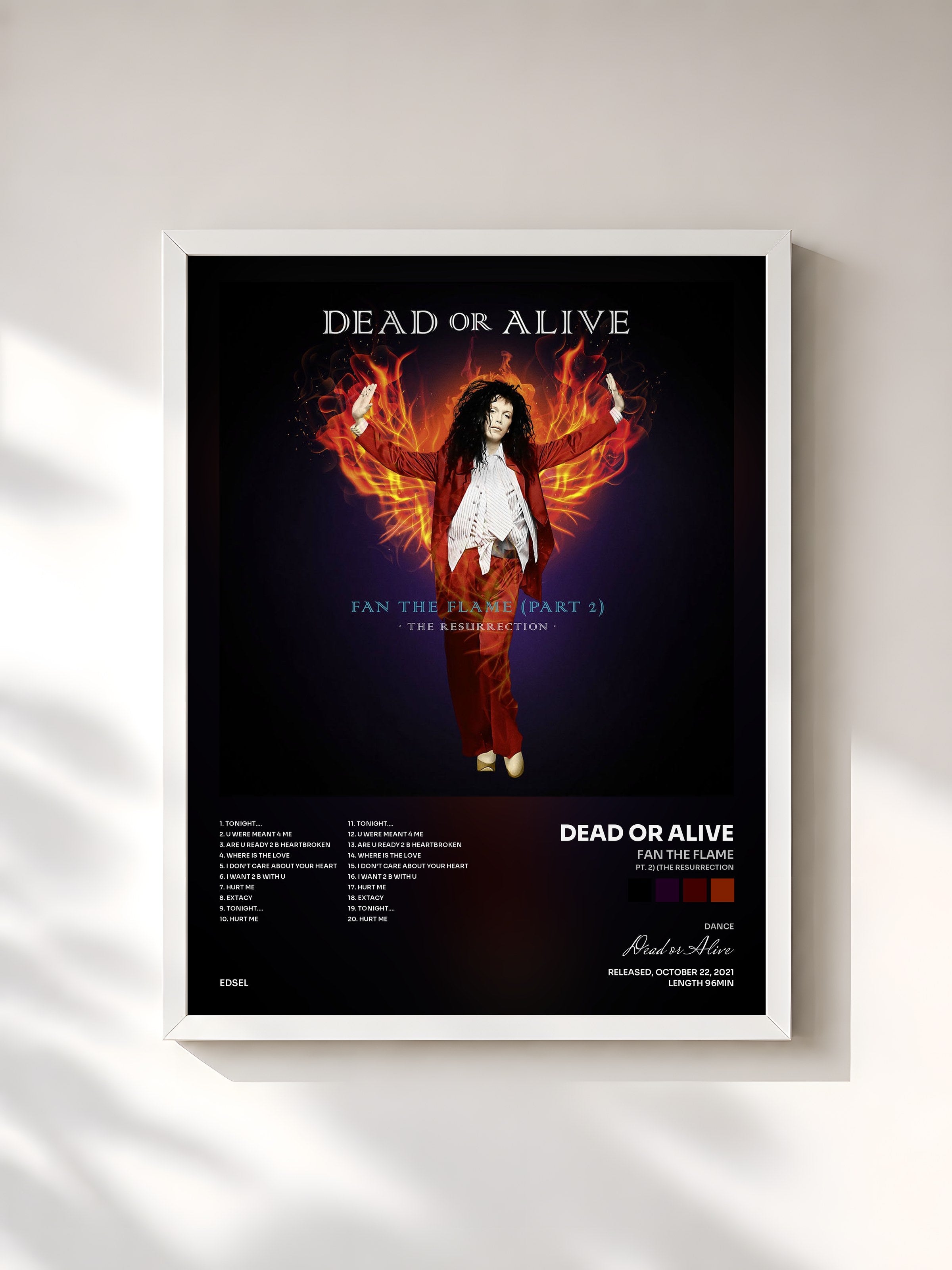 #blanc Tableau de l'album Fan the Flame (Pt. 2) (The Resurrection) de Dead or Alive, cadre blanc, imprimé et encadré en France