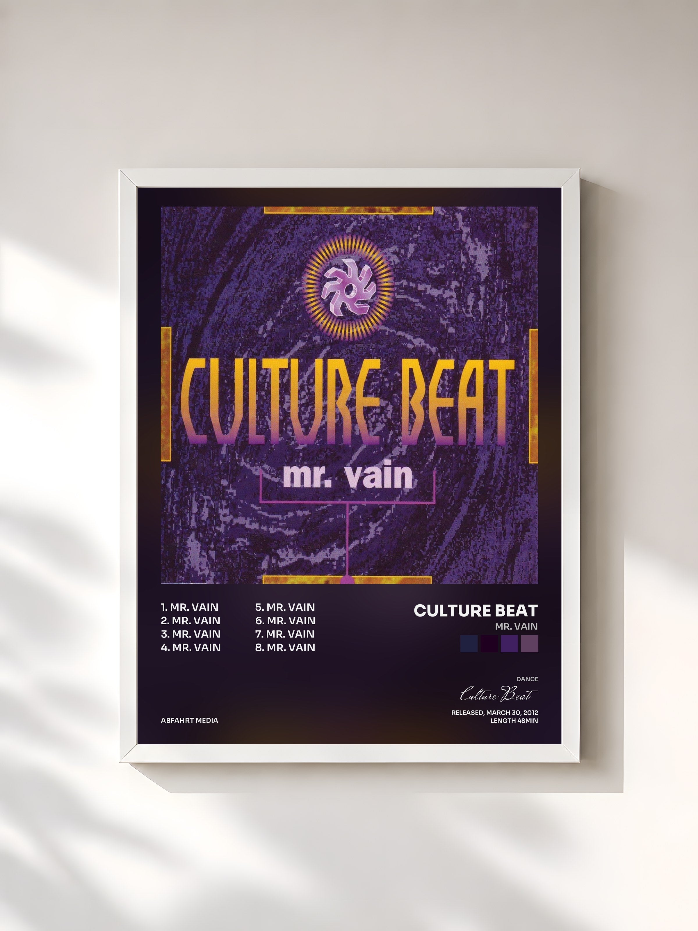 #blanc Tableau de l'album Mr. Vain de Culture Beat, cadre blanc, imprimé et encadré en France