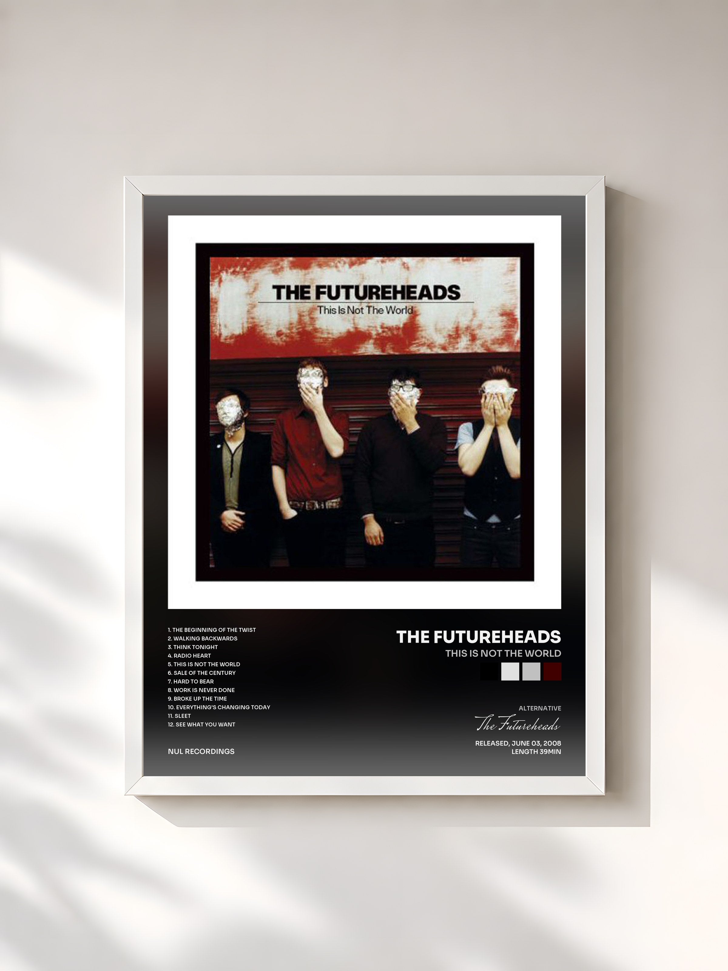 #blanc Tableau de l'album This Is Not The World de The Futureheads, cadre blanc, imprimé et encadré en France