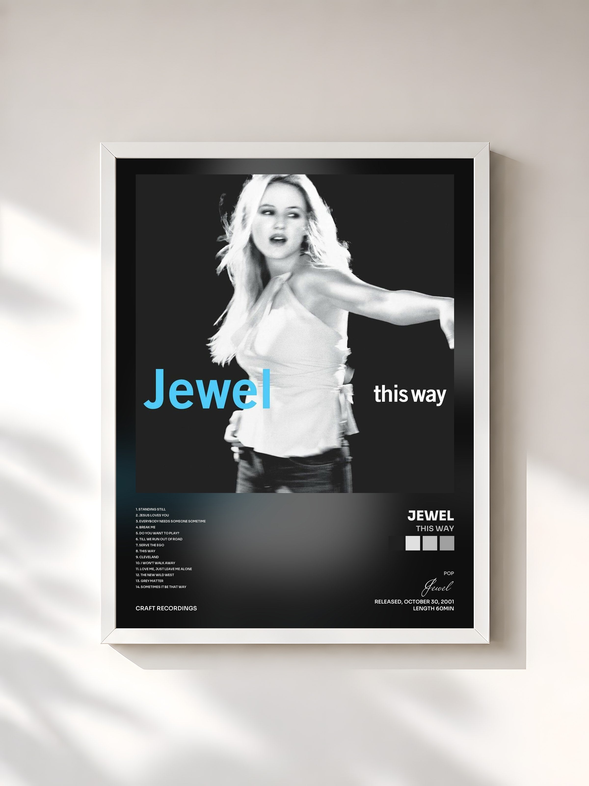 #blanc Tableau de l'album This Way de Jewel, cadre blanc, imprimé et encadré en France