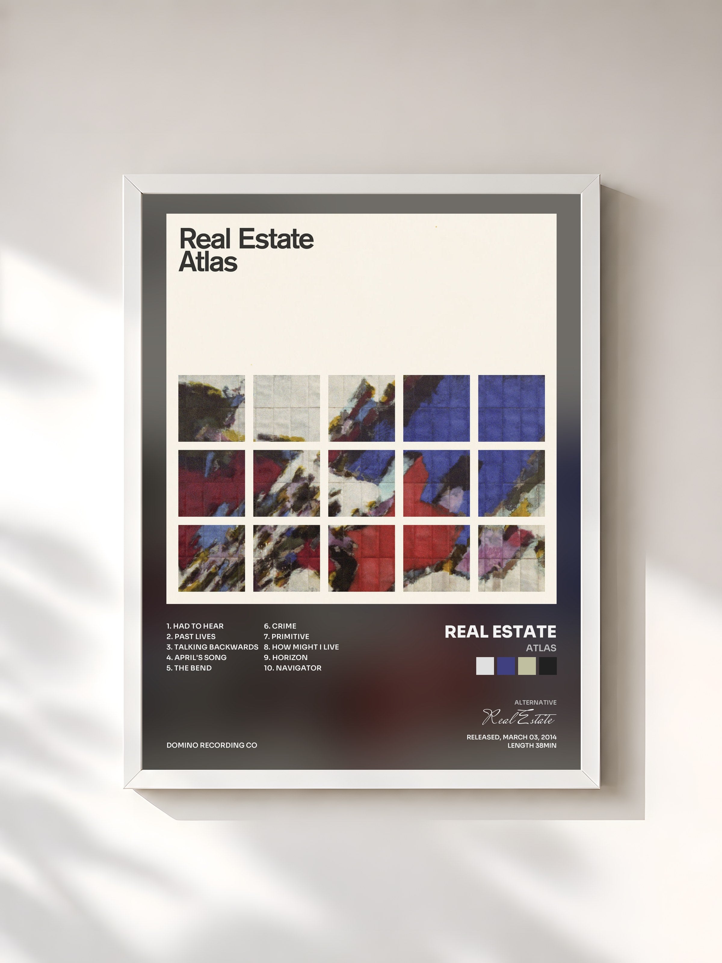 #blanc Tableau de l'album Atlas de Real Estate, cadre blanc, imprimé et encadré en France