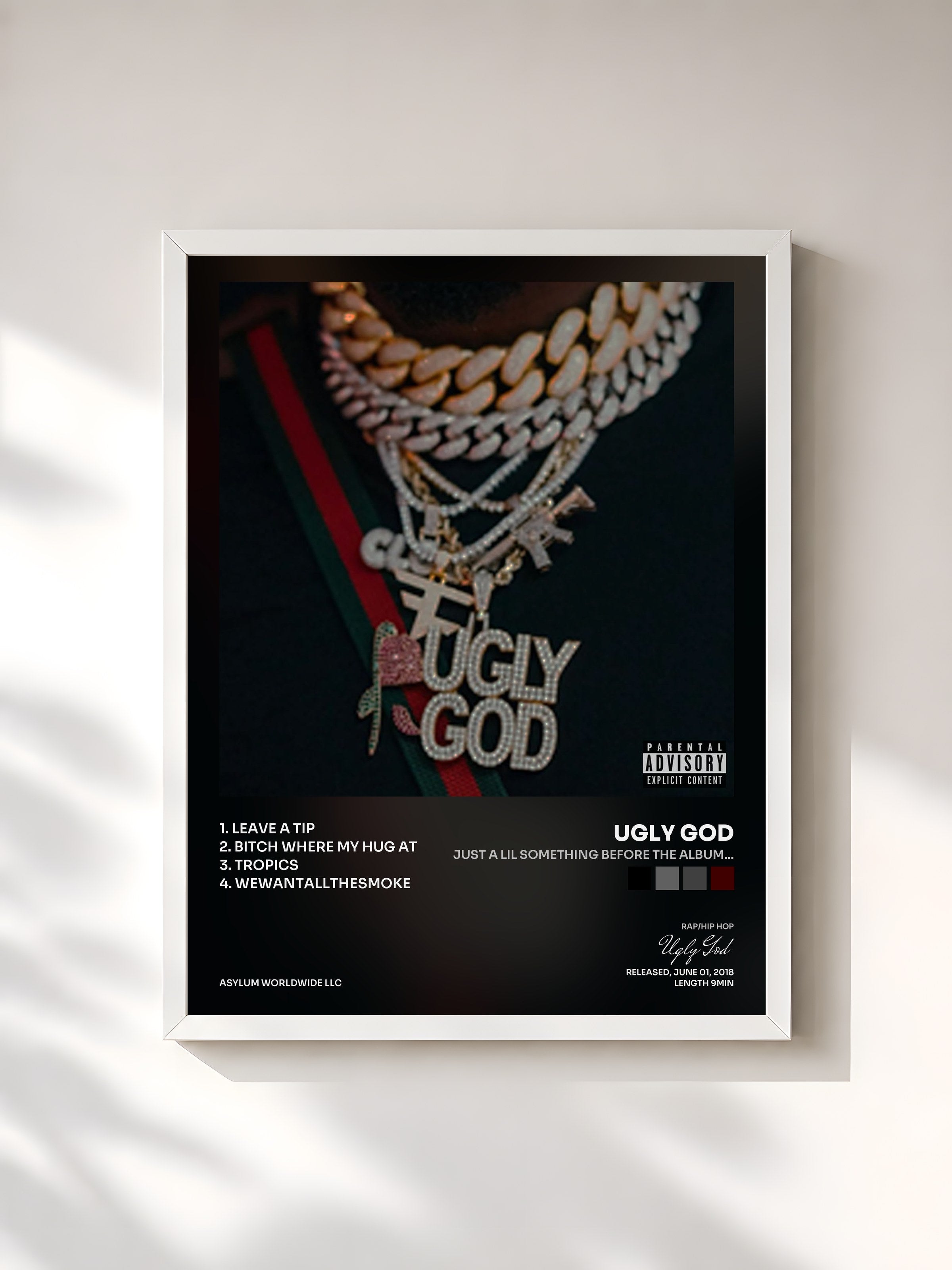#blanc Tableau de l'album just a lil something before the album... de Ugly God, cadre blanc, imprimé et encadré en France