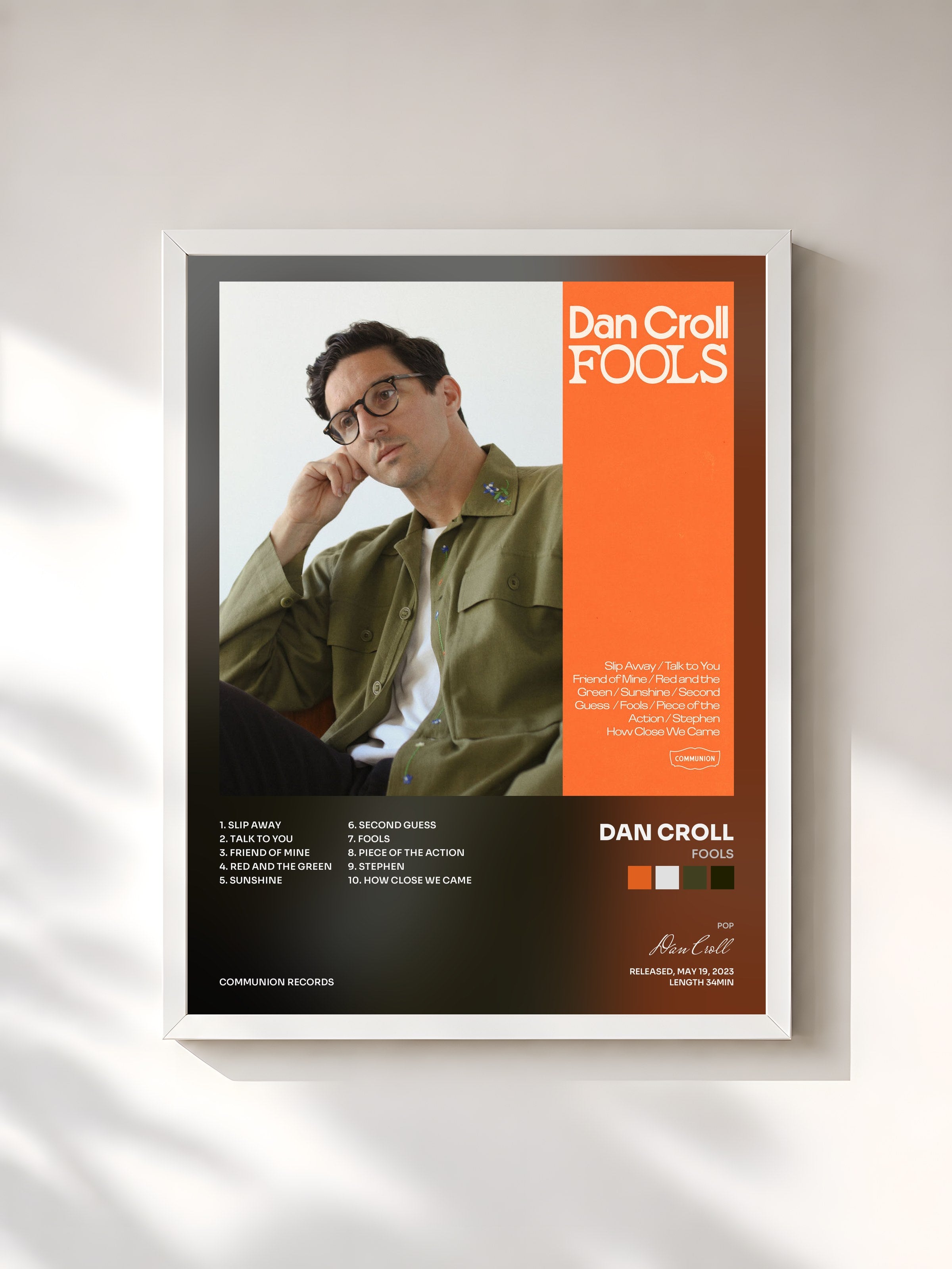 #blanc Tableau de l'album Fools de Dan Croll, cadre blanc, imprimé et encadré en France