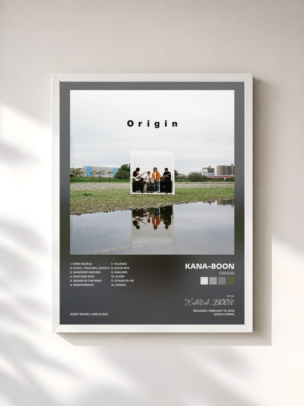 #blanc Tableau de l'album Origin de KANA-BOON, cadre blanc, imprimé et encadré en France