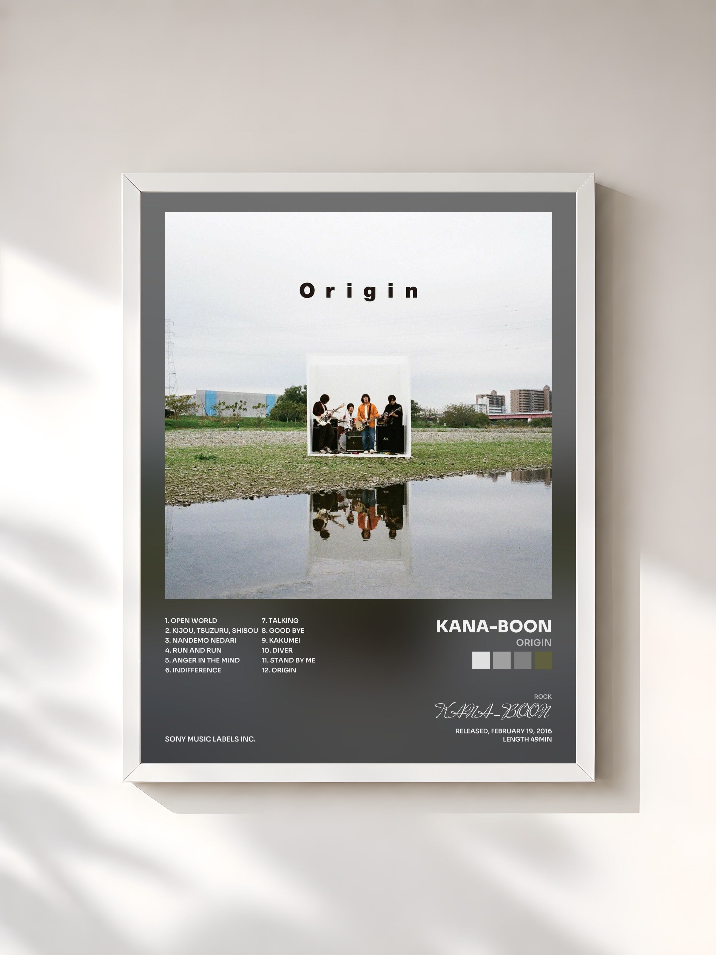 #blanc Tableau de l'album Origin de KANA-BOON, cadre blanc, imprimé et encadré en France