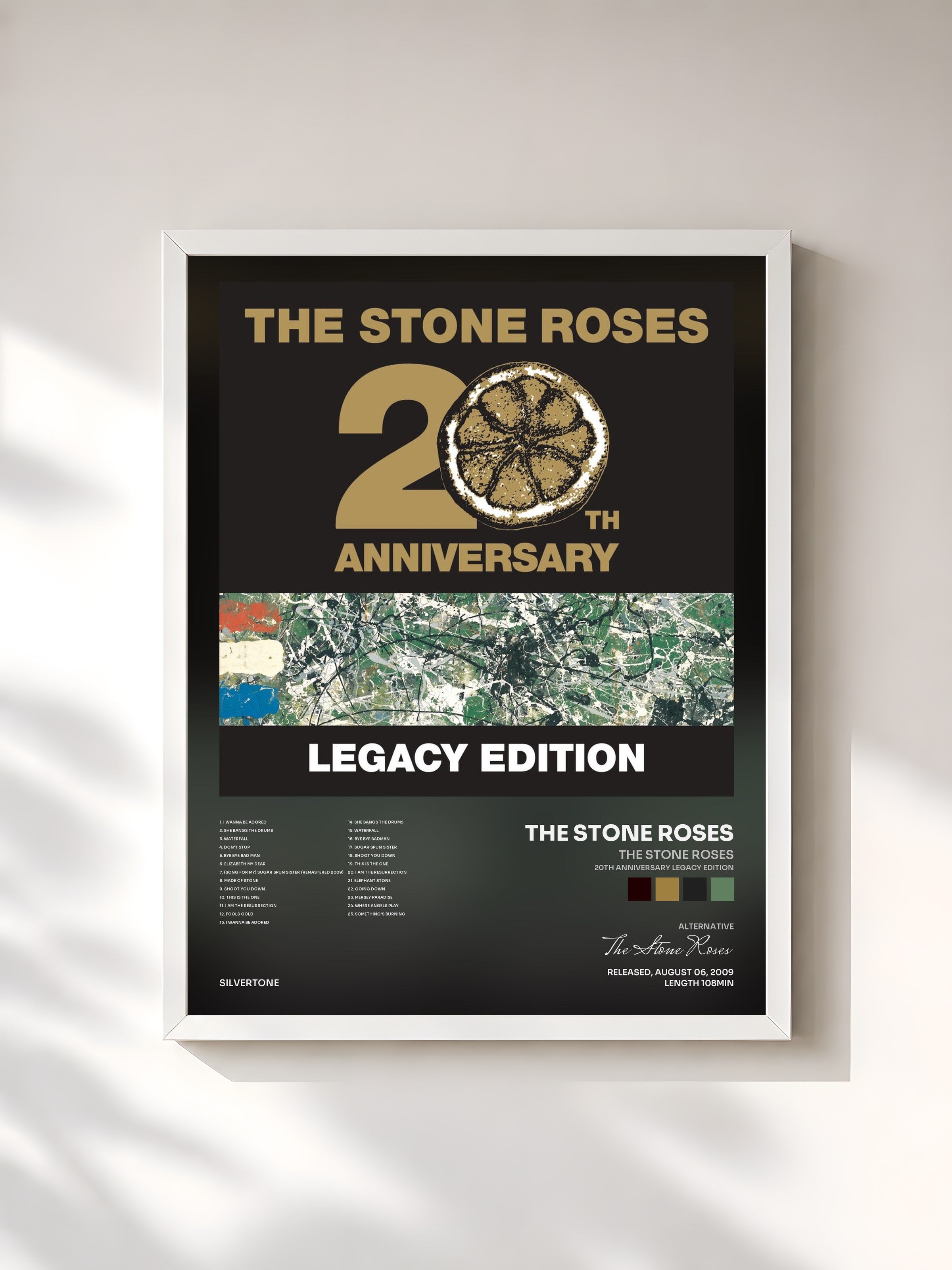 #blanc Tableau de l'album The Stone Roses (20th Anniversary Legacy Edition) de The Stone Roses, cadre blanc, imprimé et encadré en France
