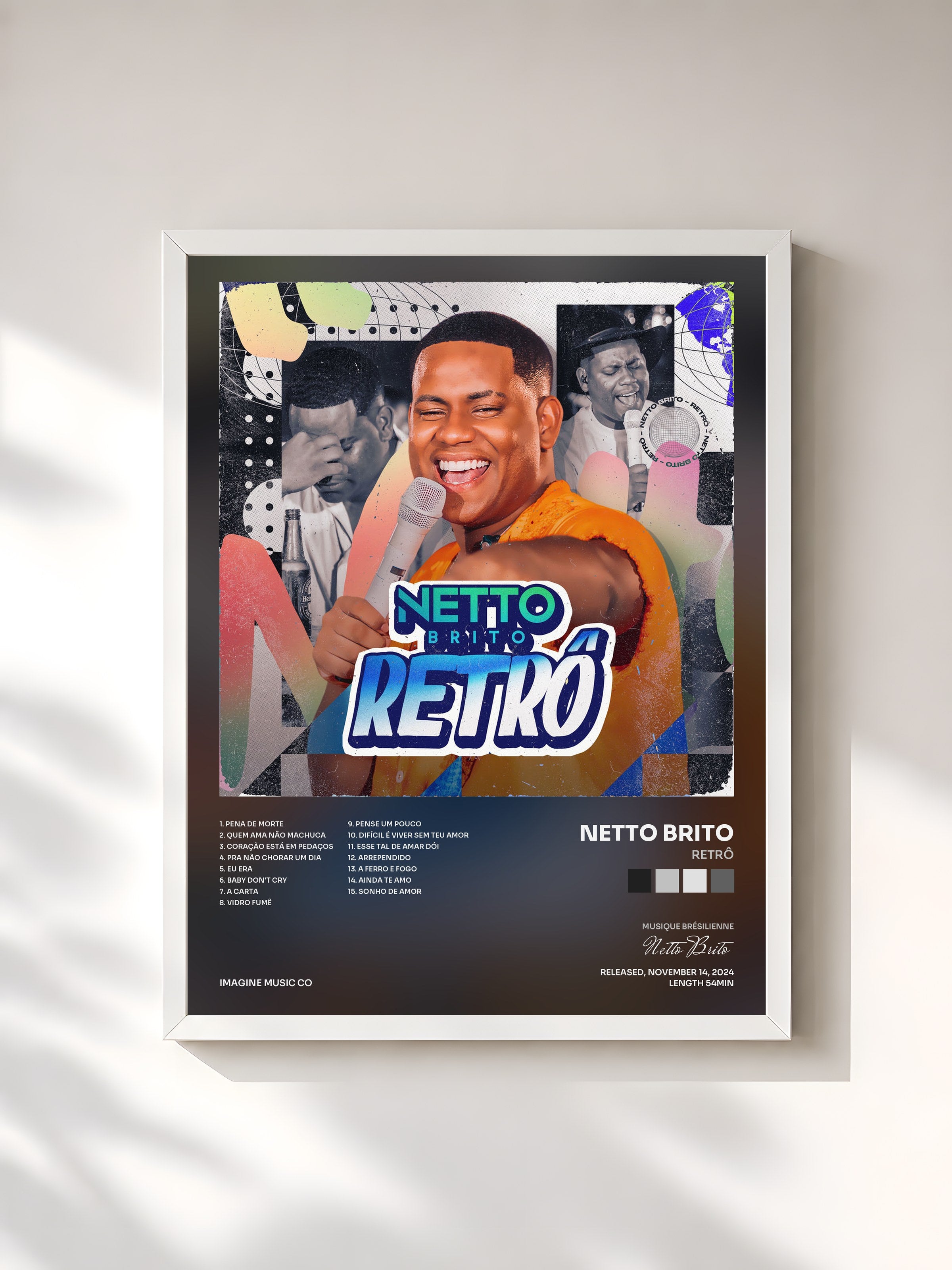 #blanc Tableau de l'album Retrô de Netto Brito, cadre blanc, imprimé et encadré en France