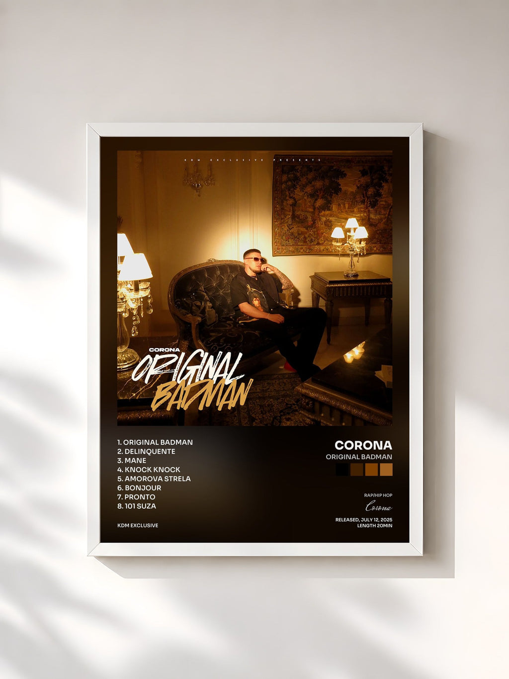 #blanc Original Badman von Corona als gerahmter Kunstdruck, weißer Rahmen, gedruckt und gerahmt in Frankreich